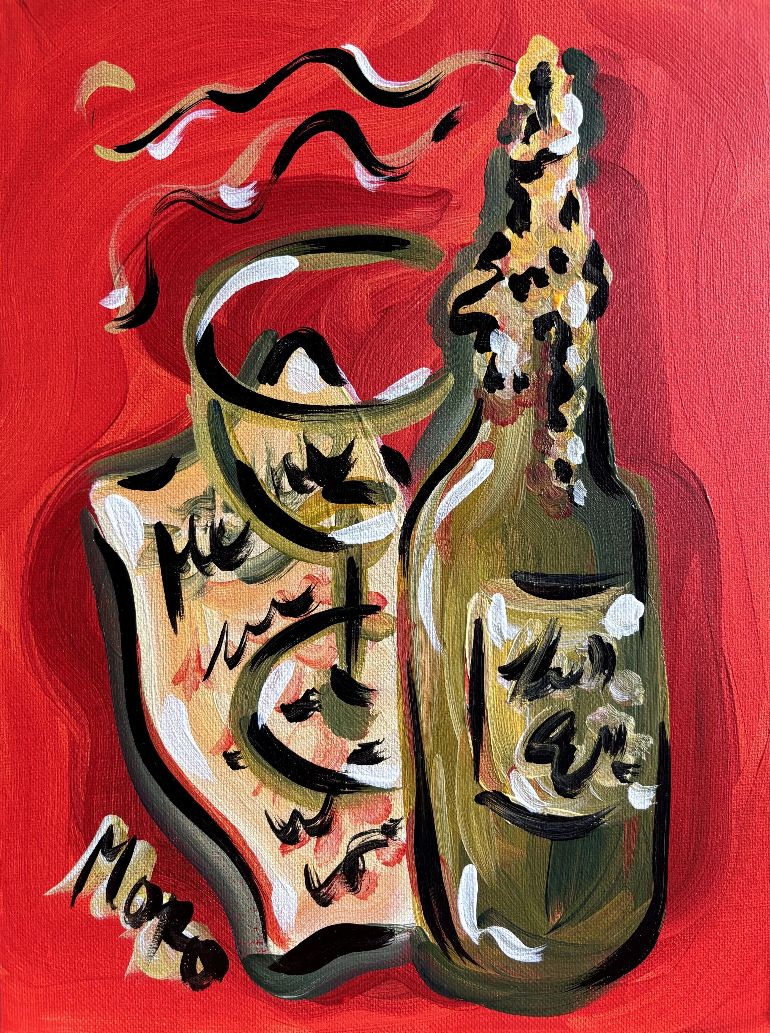 What's on the Menu, 9x12", acrylic on canvas panel, 2026, $150 framed, framed to 12x16"