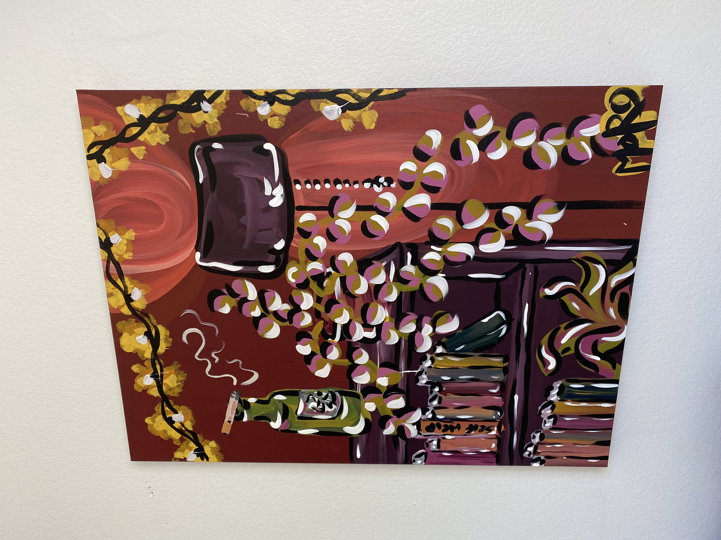 Past My Bedtime, 30x40x1.5", acrylic on canvas, 2022, ON SALE $400