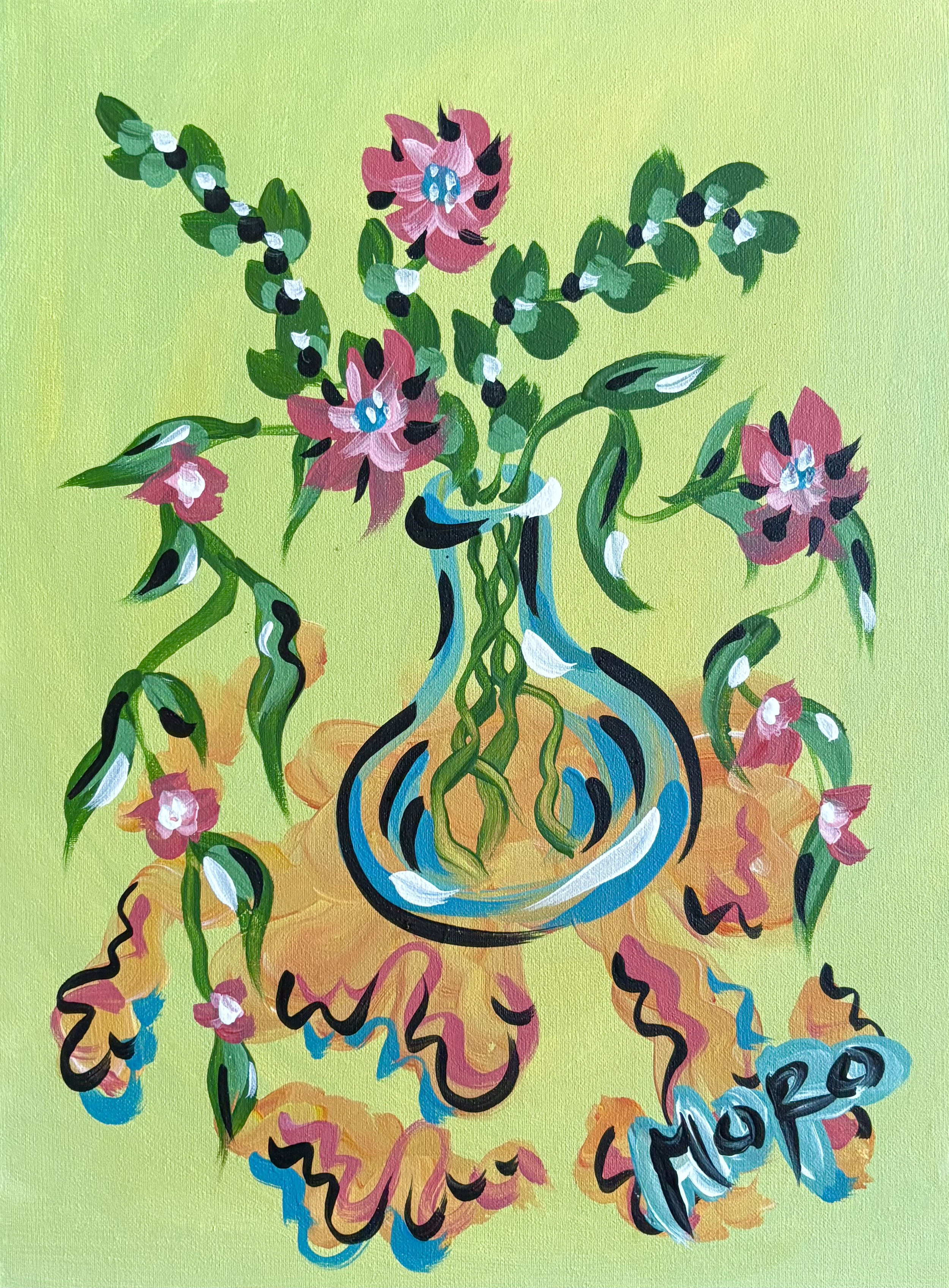 Dainty Little Thang, 9x12", 2026, acrylic on panel, $250, framed to 12x16"