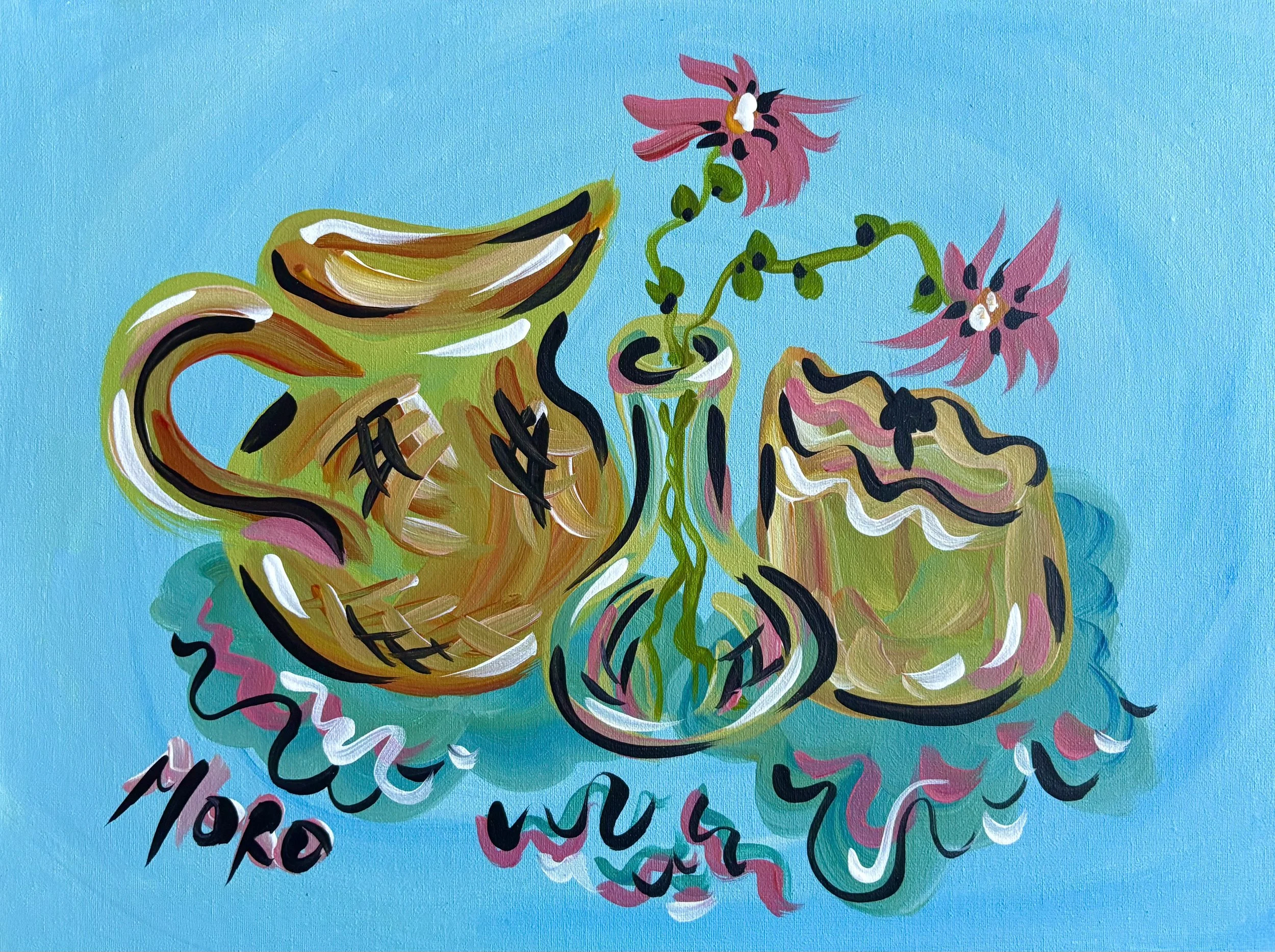 Powder Room, 9x12", 2026, acrylic on panel, $250, framed to 12x16"