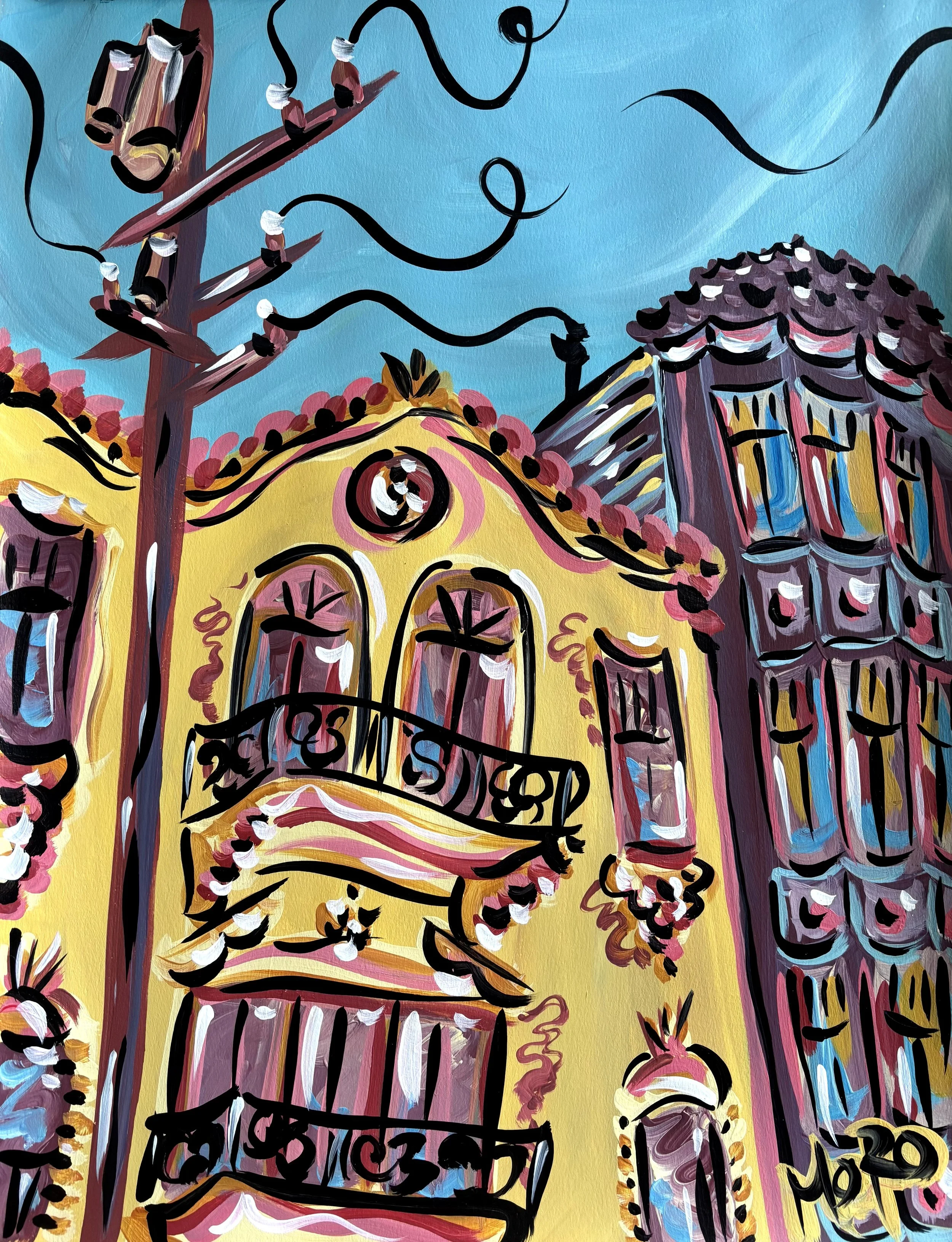 SOLD - Filbert and Franklin St, SF,
Mo Mappin series,
18x24” acrylic on paper, 2026,
$400 framed