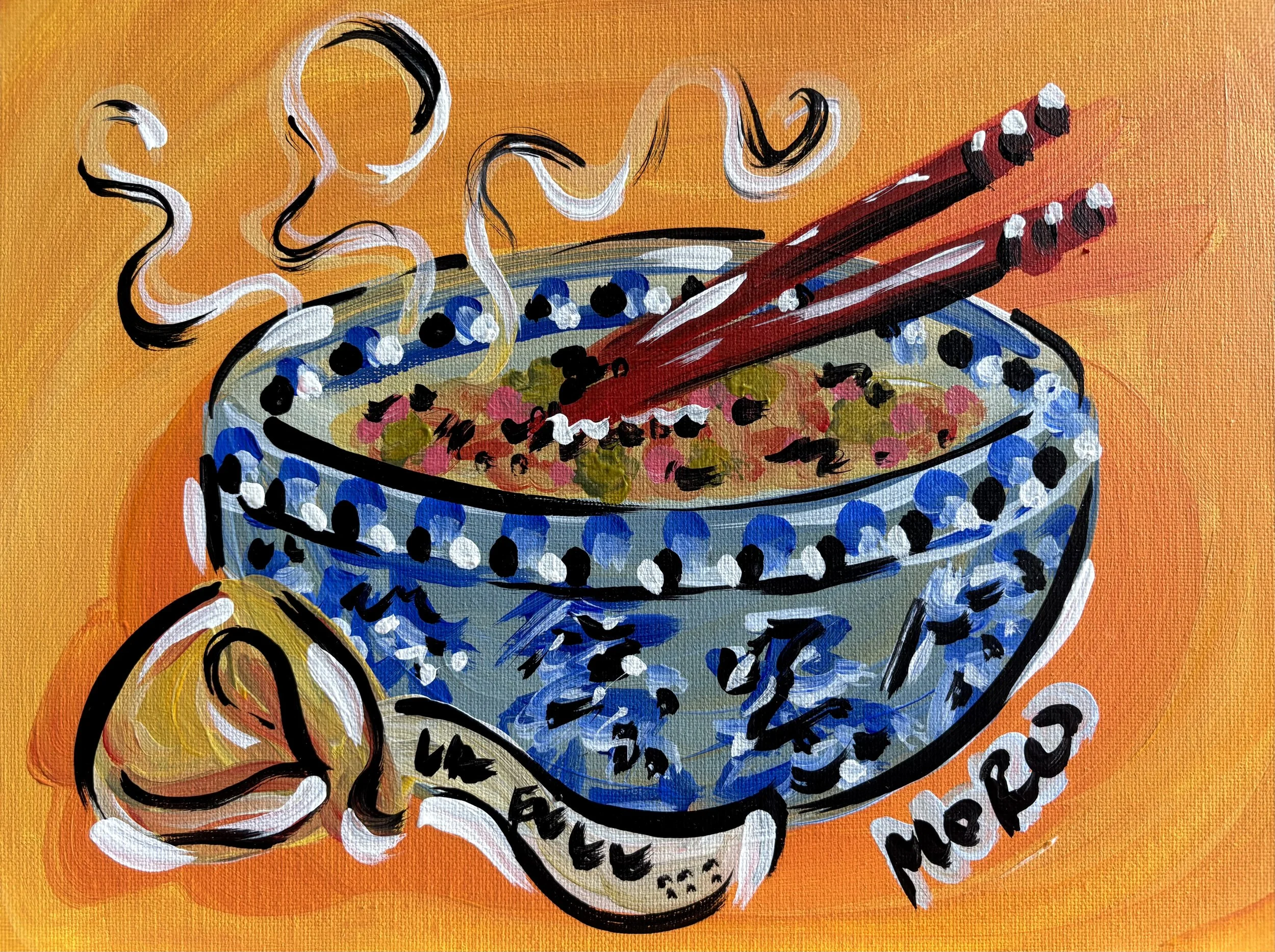 Ur Full, 9x12", acrylic on canvas panel, 2026, $150 framed, framed to 12x16"