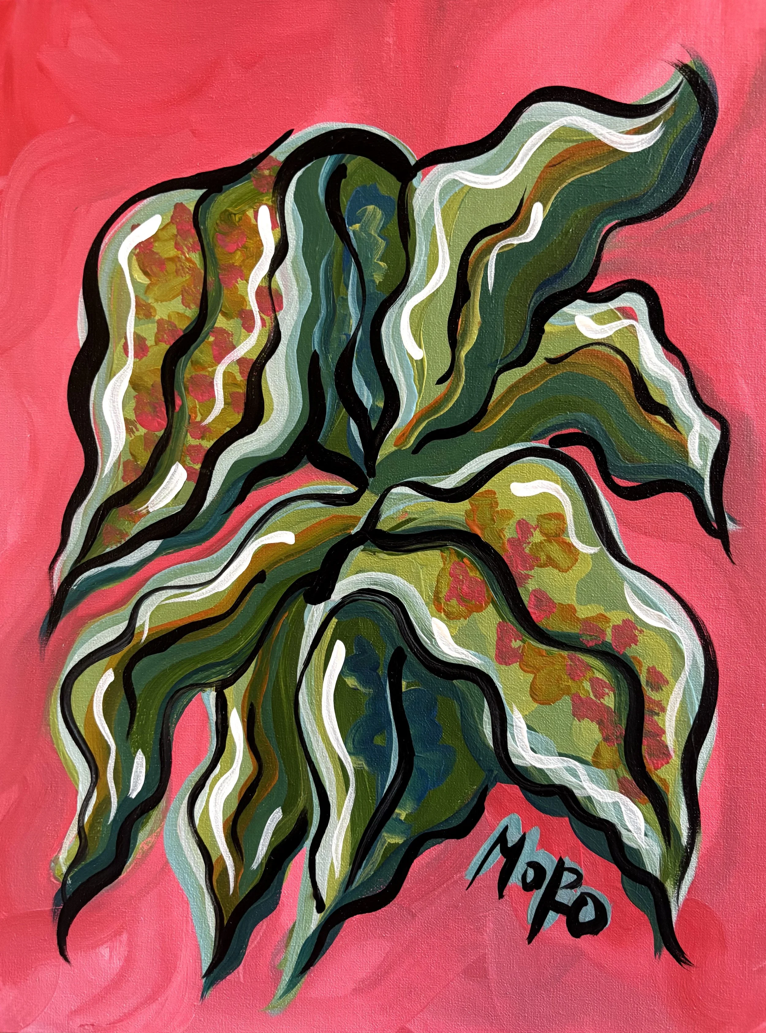Creepin and Crawlin, 9x12", acrylic on panel, 2026, $250 framed, framed to 12x16"