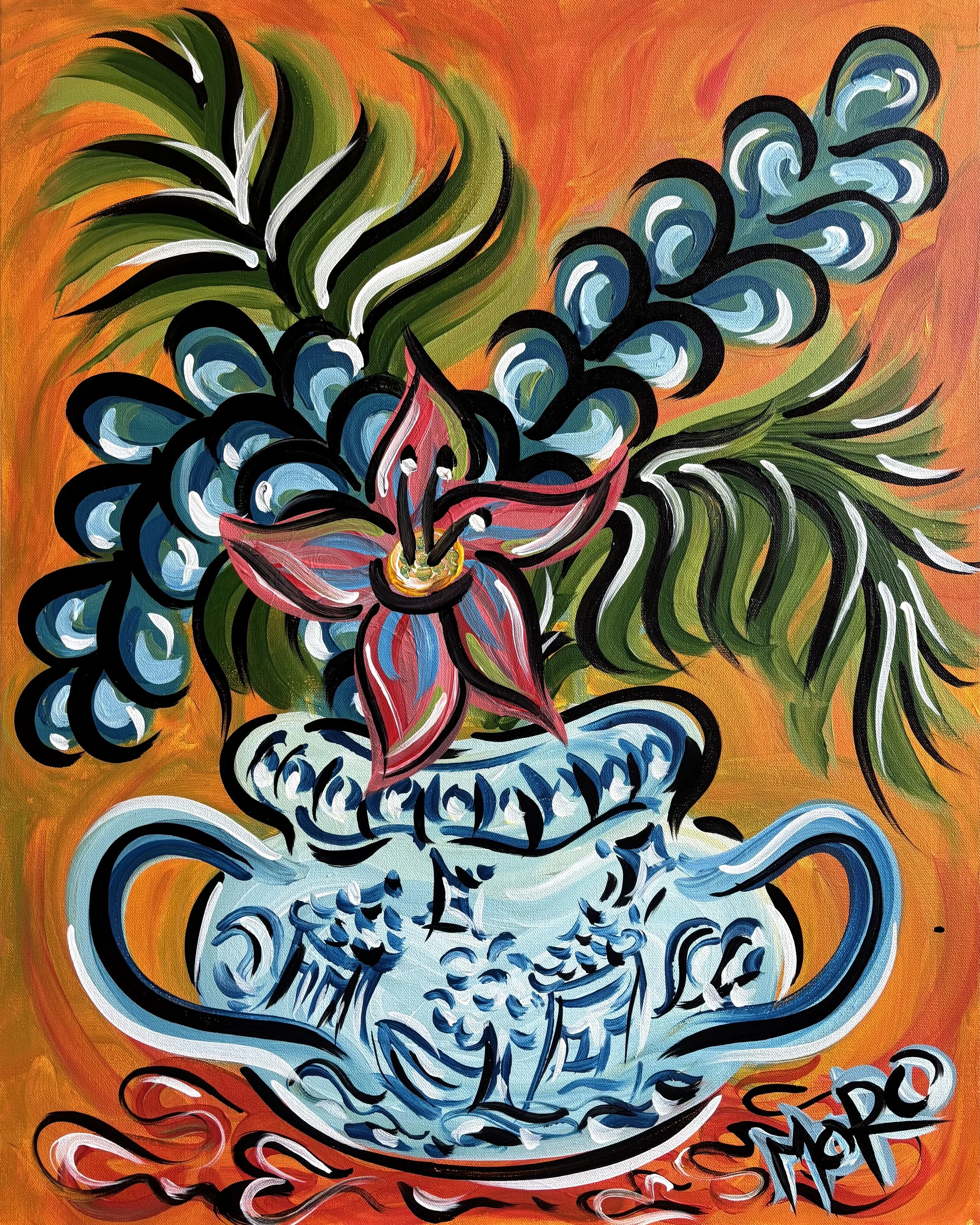 Porcelain Power, 24x30x1.5", acrylic on canvas, 2026, $750