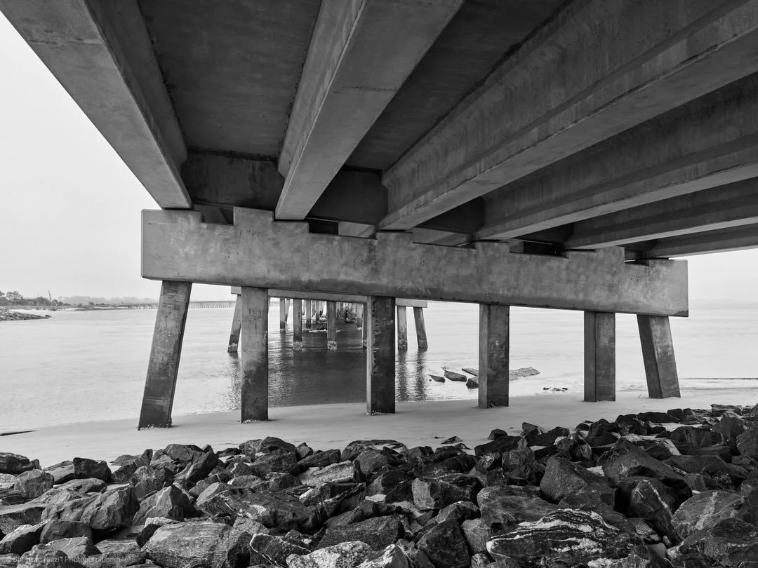 The bridge spans the Nassau Sound like a run on sentence.