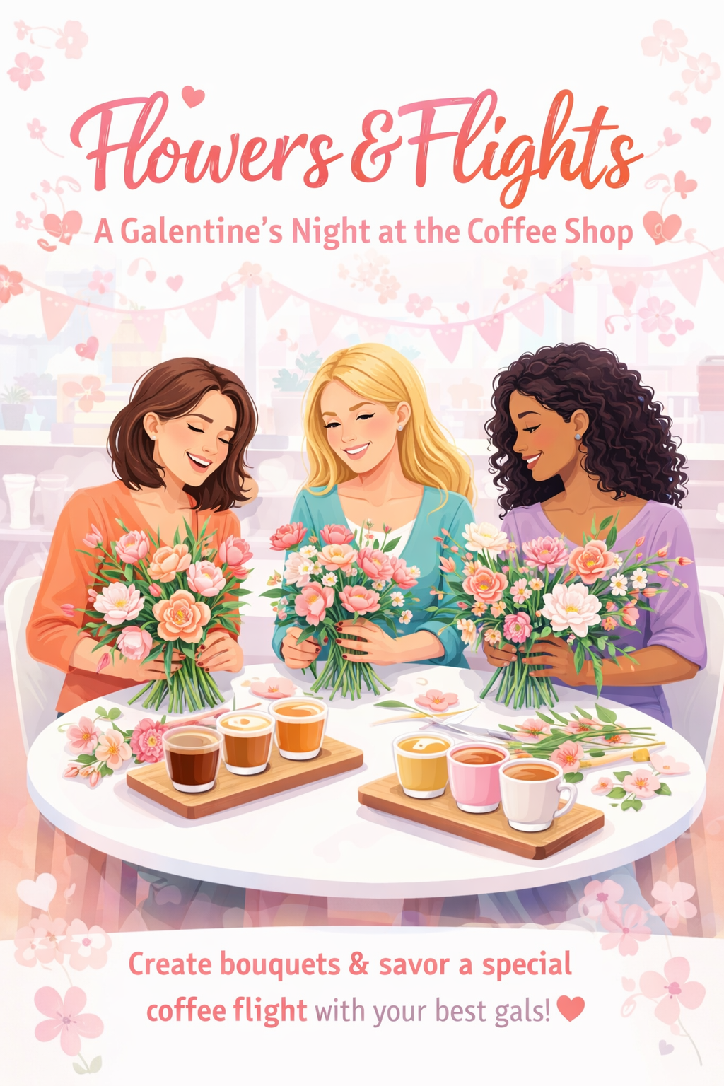 FEBRUARY: FLOWERS AND FLIGHTS: A Galentine’s Night at the Coffee Shop
