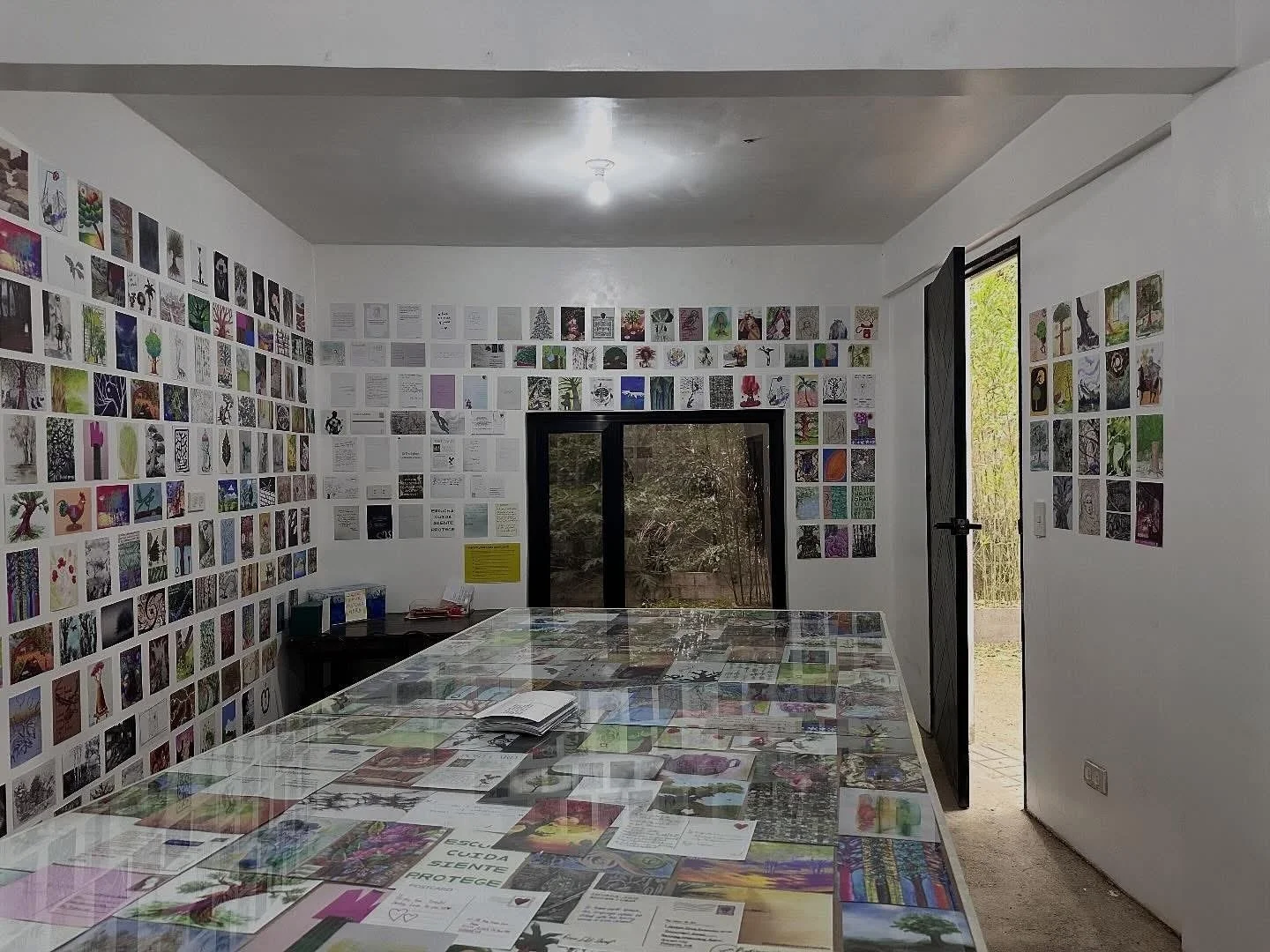 Postcard installation at Tumba-Tumba. Over 500 artists from 62 countries were represented.