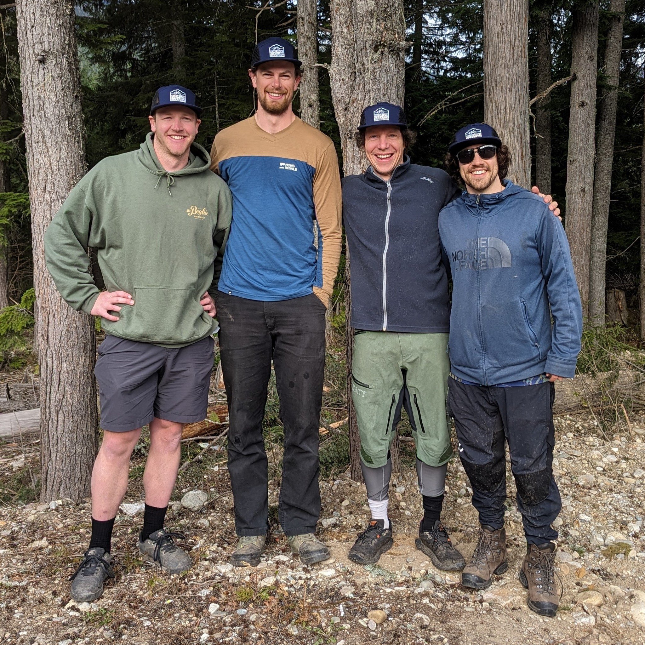 Say hello to our 2024 trail crew! From left, we've got Joel Scott, Ryan Van Heezik, Kirk Murray (crew leader), and Andy Atkinson. They're starting their season today, three weeks earlier than scheduled due to the early snow melt, and will be focusing