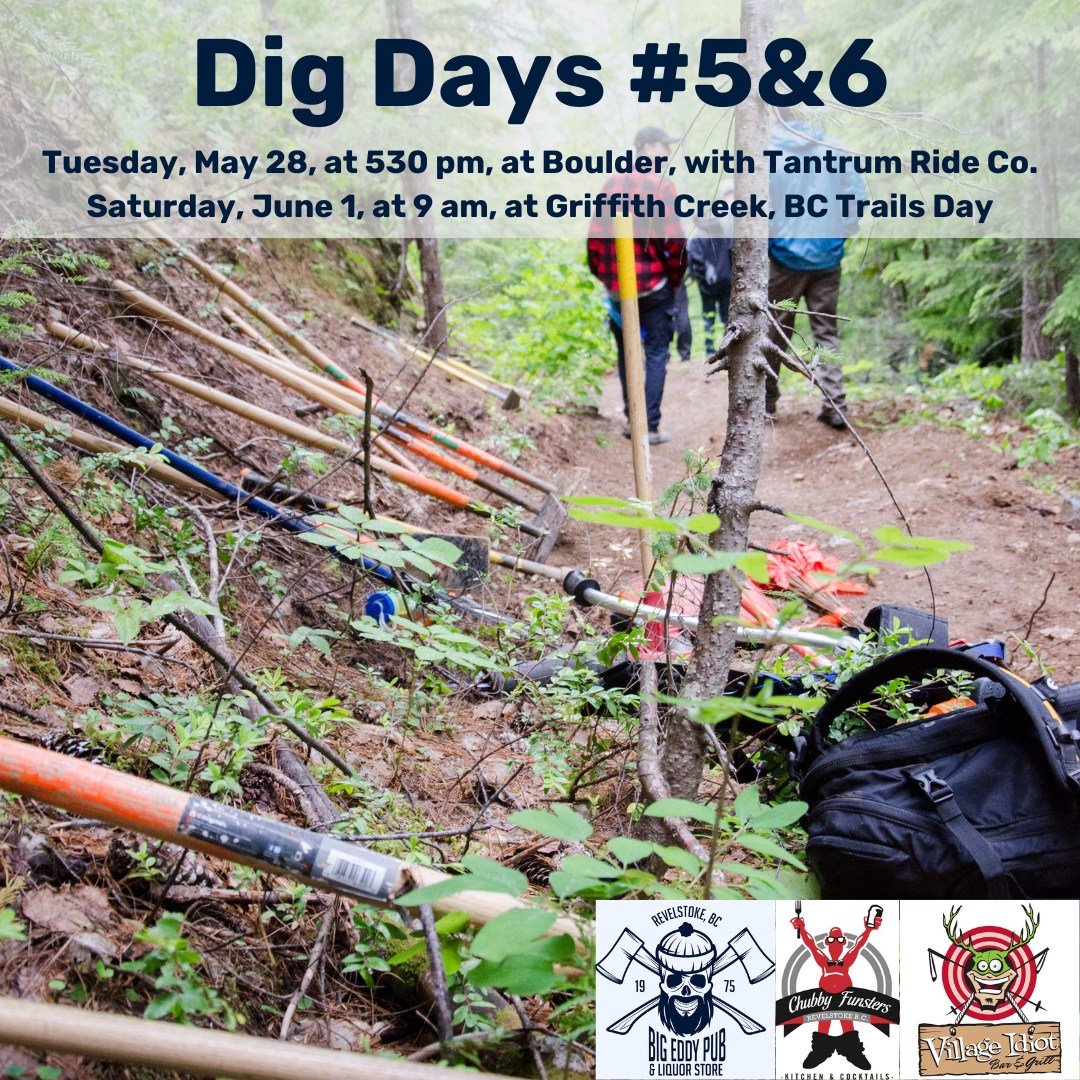 We've got two Big Chubby Idiot Dig Days coming up this week:

- On Tuesday, May 28, at 5:30 p.m., we'll be at Boulder to work on Boondocker with the team from Tantrum Ride Co. 

- On Saturday, June 1, we'll be at Griffith Creek for BC Trails Day, fro
