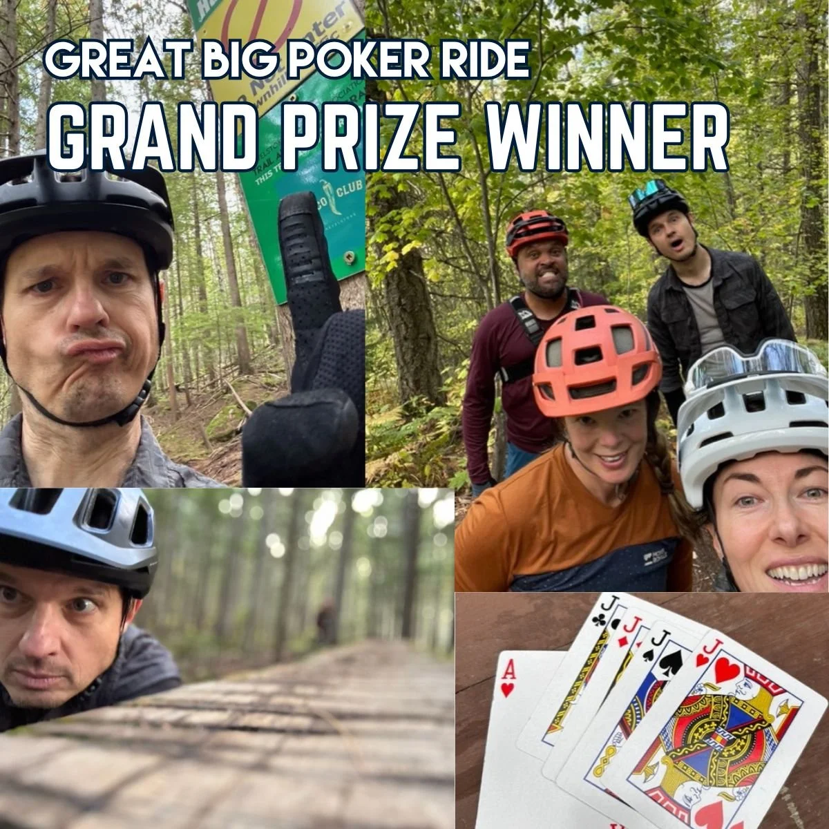 Congratulations to John Clare for winning the 7th annual Great Big Poker Ride! He visited 14 out of 15 stops on the route and draw a hand of four jacks for the win. He will enjoy a 2026 season pass to @revelstokebikepark for his effort and good fortu