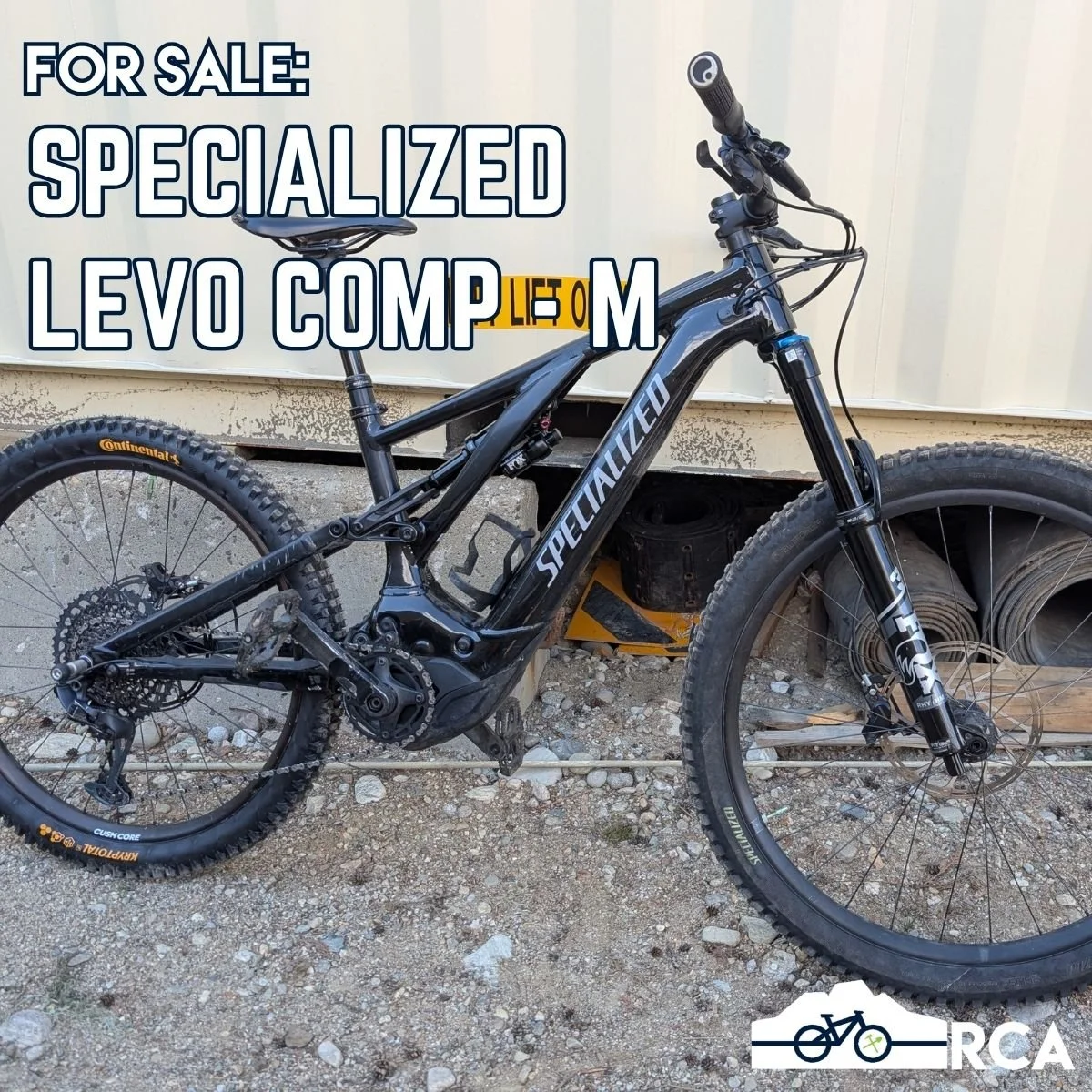 We're selling two e-bikes from our fleet, and our Mammoth Mounts bike rack:

1. 2024 Specialized Turbo Comp Alloy - Size medium (S3) - $4,000
Comes with Cushcore installed and upgraded to Maven brakes. Includes a spare battery. Has 1,437 km on it.

2