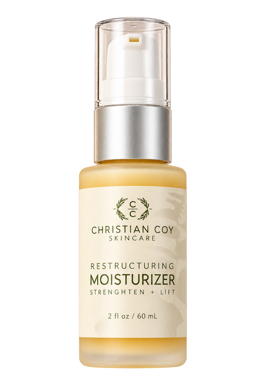 Christian Coy Restructuring Moisturizer, a peptide-rich facial moisturizer formulated to improve the appearance of firmness, fine lines, and skin hydration.