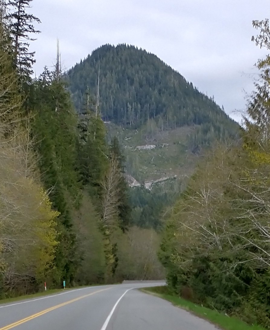  Many of the mountains on this highway have logging roads that snake up the side at what seems to be ludicrously steep angles. It’s easy to understand why no one lives there when you do this drive. Just cliffs on all sides. 