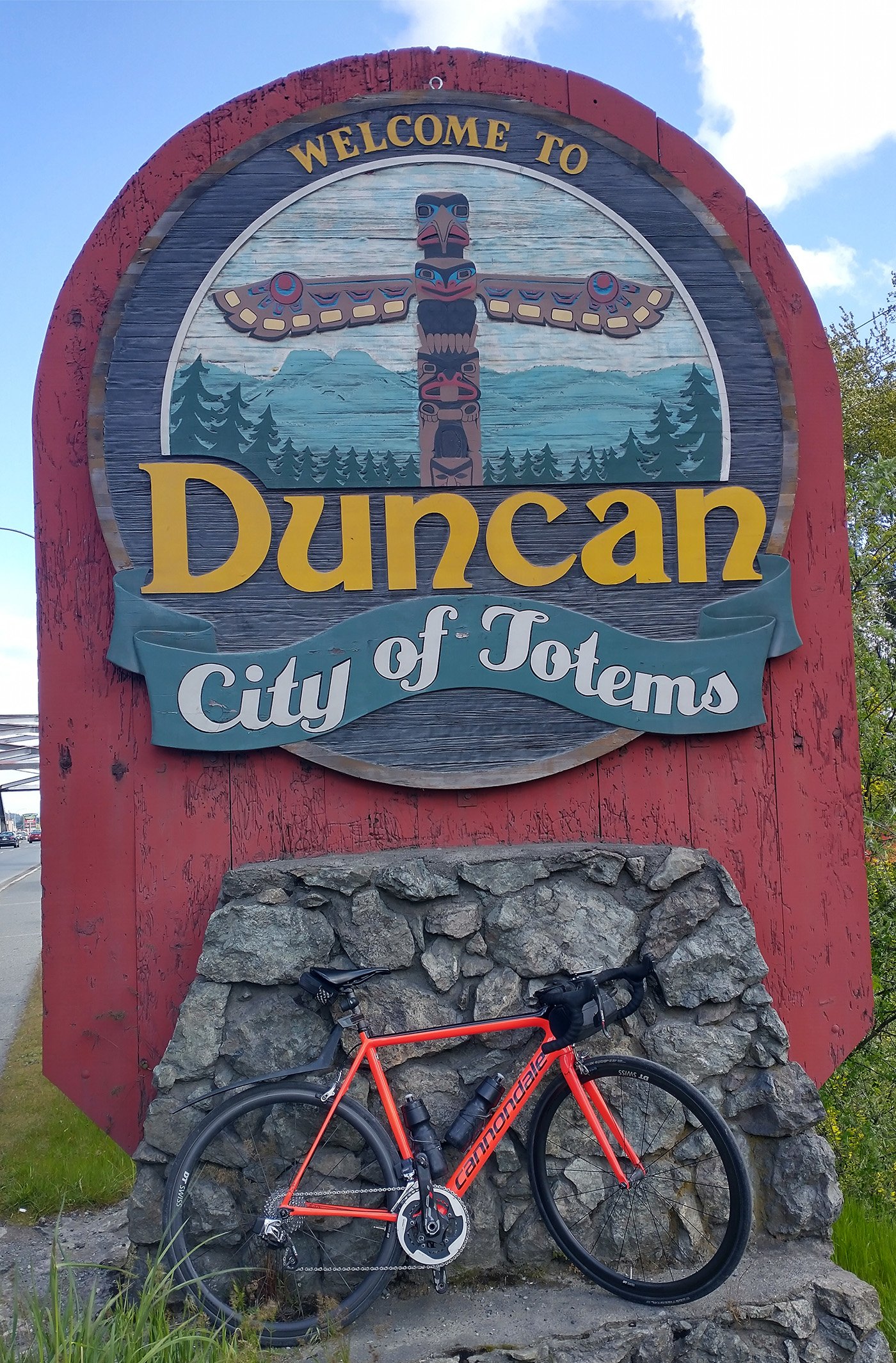  First turn off in Duncan, which seems like a dump if you pass through it from the highway but has quite a cute downtown area. 