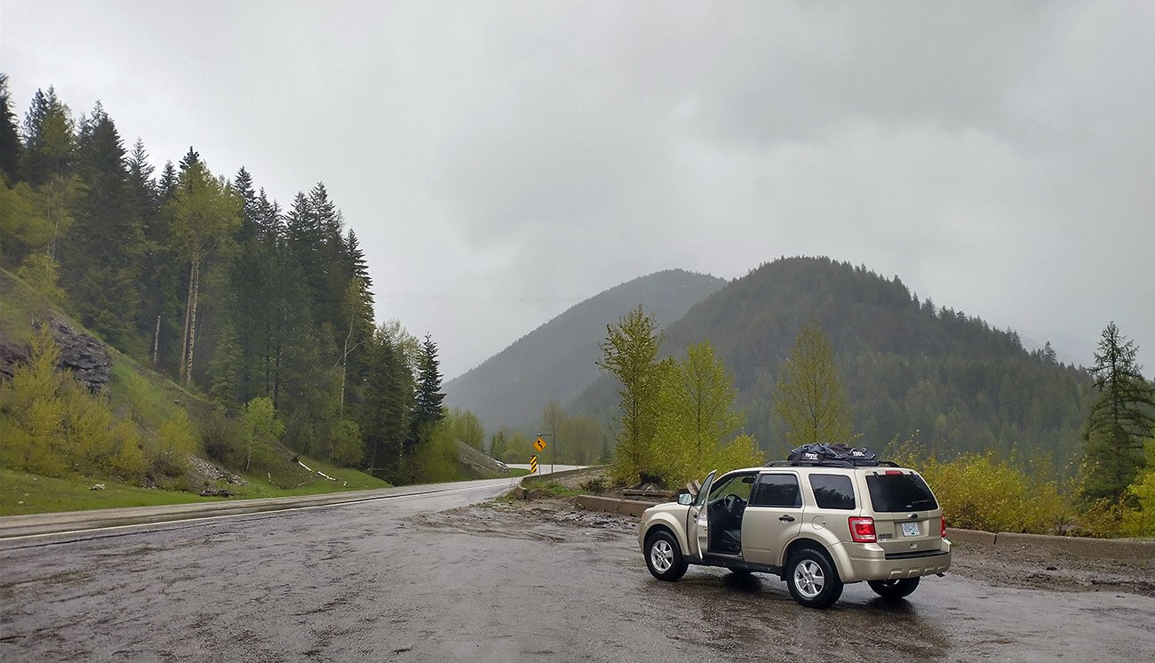 Started to rain early on. Was going to do Kootenay pass that day. I parked at the bottom and waited...