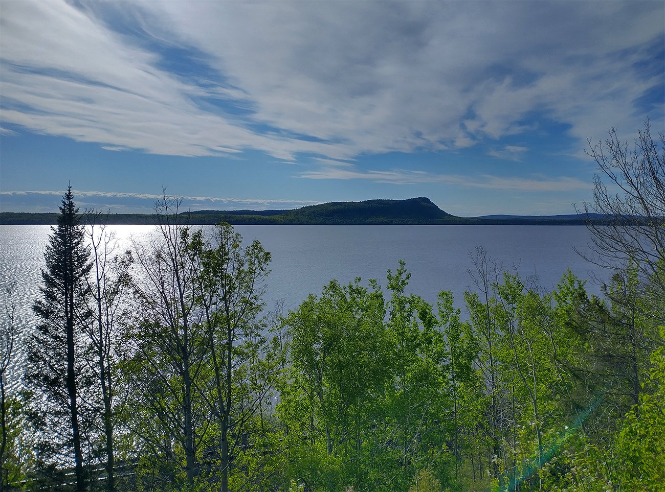 From Thunder Bay you can see the other side of Lake Superior, which is surrounded by these forested hills.