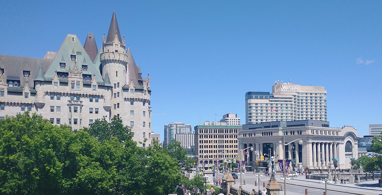 View of downtown Ottawa. Mix of new and old architecture. 