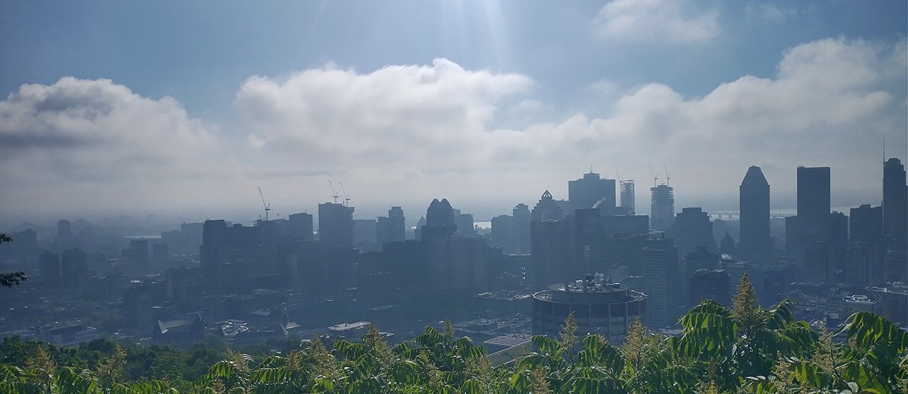City view in the foggy morning from the Camillien Houde lookout