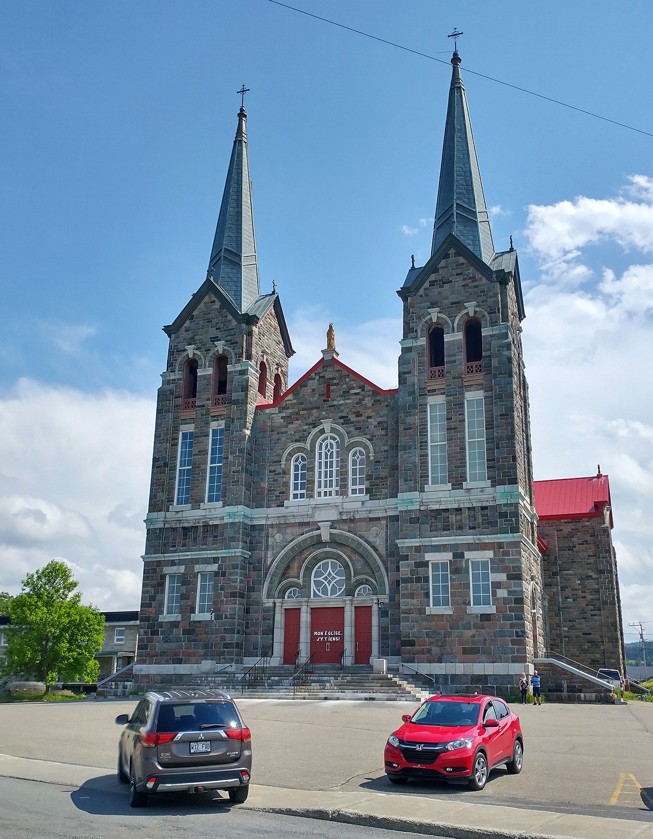 Town has an iconic red cathedral.