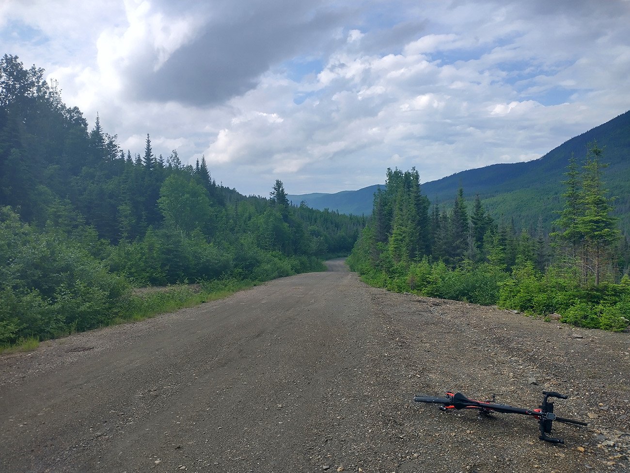 One of those "Am I getting eaten by a bear?" areas. Just secluded dirt road for 50km...