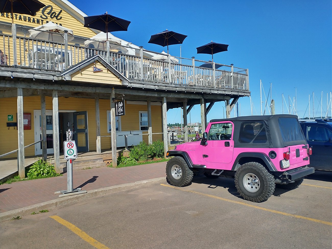 Saw a couple of these pink vehicles on the island.