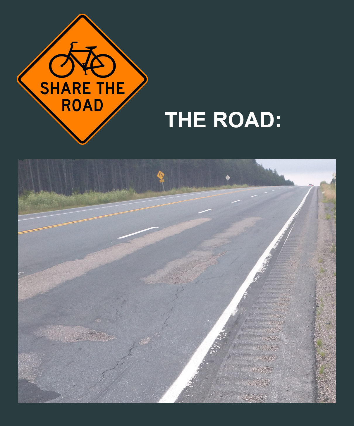 Just because you add a "share the road" sign doesn't make it safe or possible. What's this rumble strip even for? To warn you 0.2 seconds before you die?