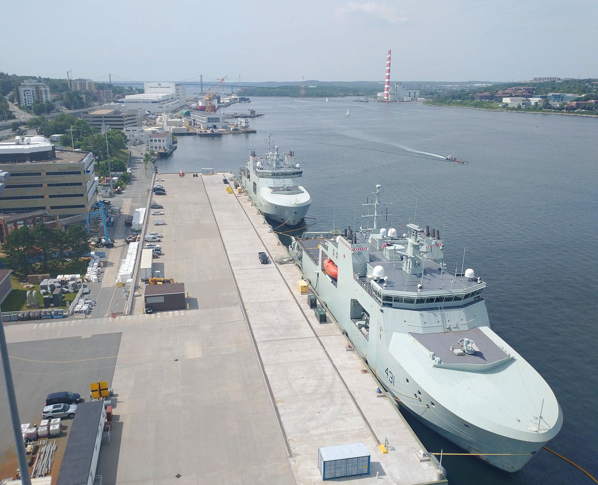 The harbor from the bridge, with some of Canada's fleet hanging out. God I wonder how many of my tax dollars they blew on this.