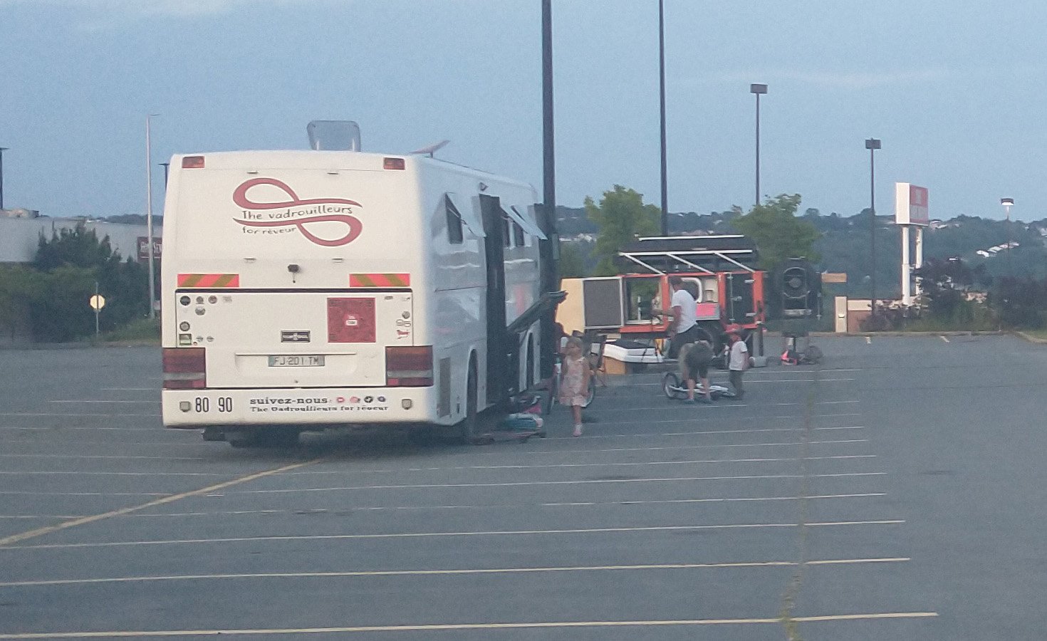 Happenin' Wal-Mart parking lot. Some people really take advantage of it, setting up their campers for seemingly days/weeks. They have BBQs there lol. 