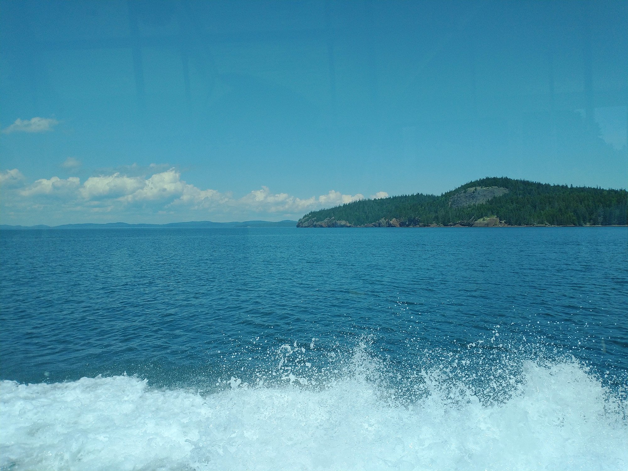 View of some of the many islands, from inside the boat.