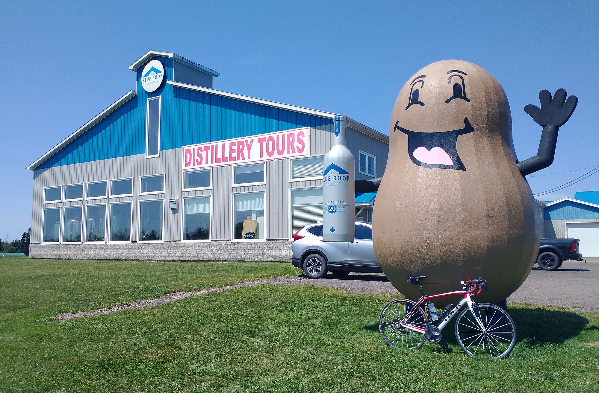 Huge potato next to this distillery. Everyone thought it was a peanut. Now I want peanut liquor...