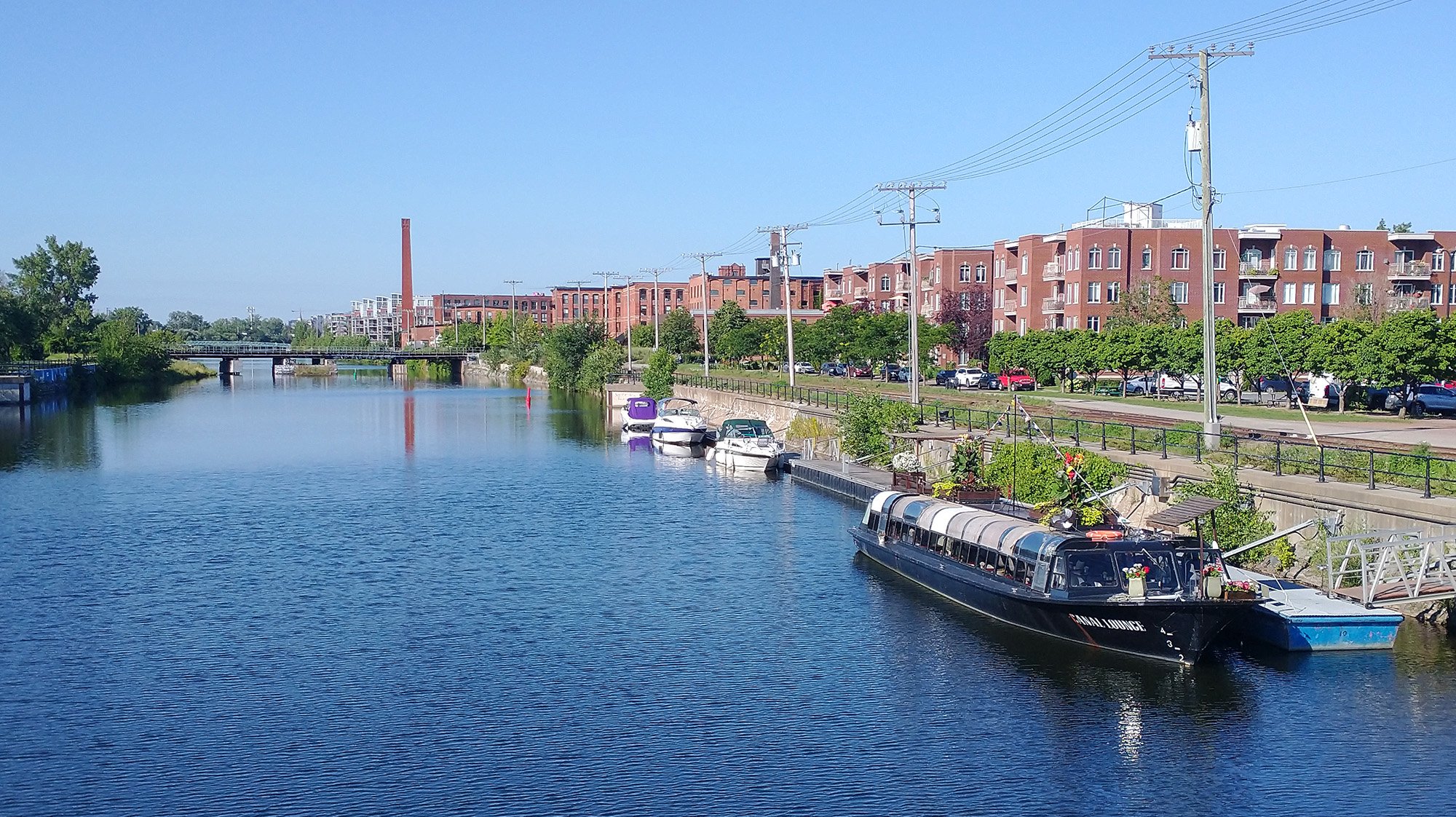 Lachine Canal with a "Bateau Mouche" which takes tourists up and down to view old buildings. I assume.