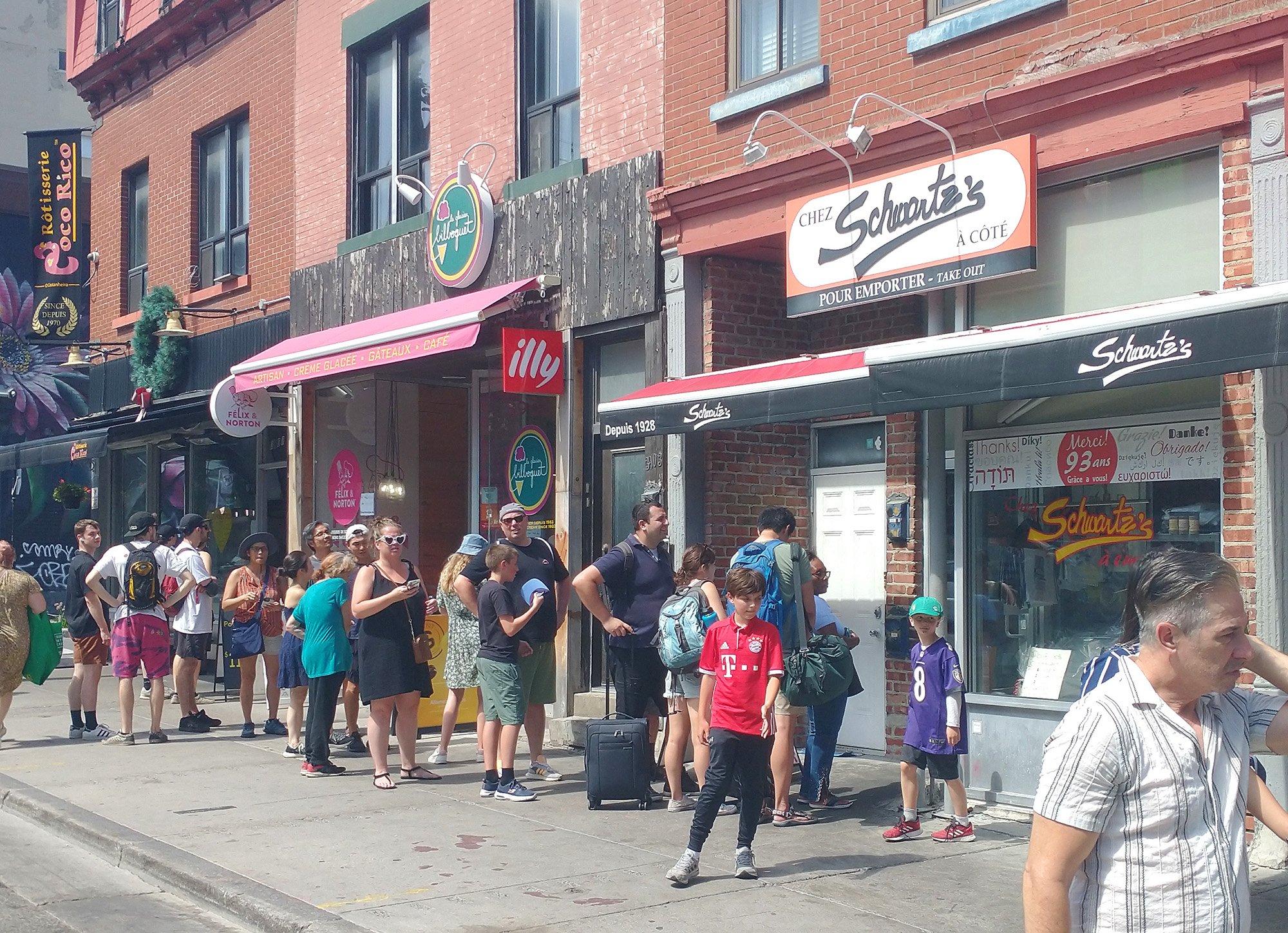 If you come to Montreal you have to try Schwartz's smoked meat sandwiches. There's always a line, but...