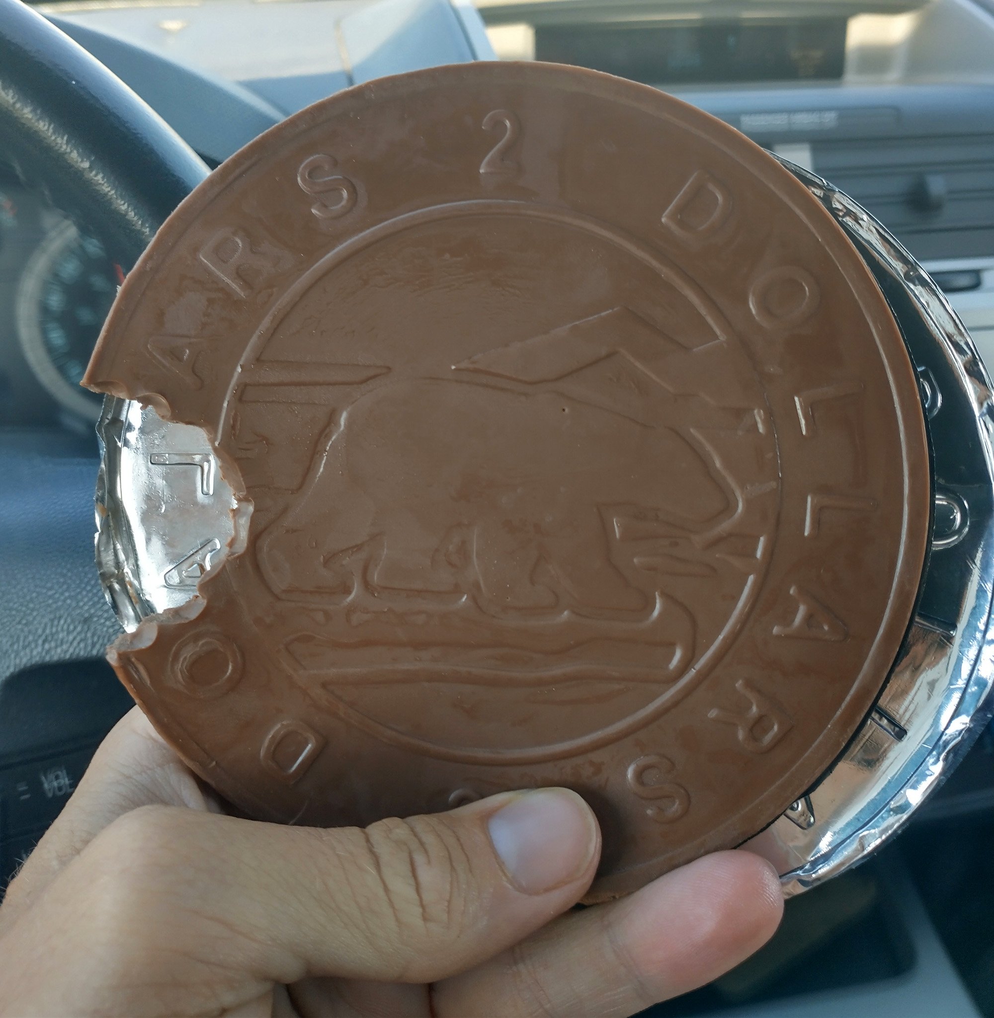 That sweet dollar store 50% wax chocolate. Inflate away, Dollarama! Diner plate size next year.