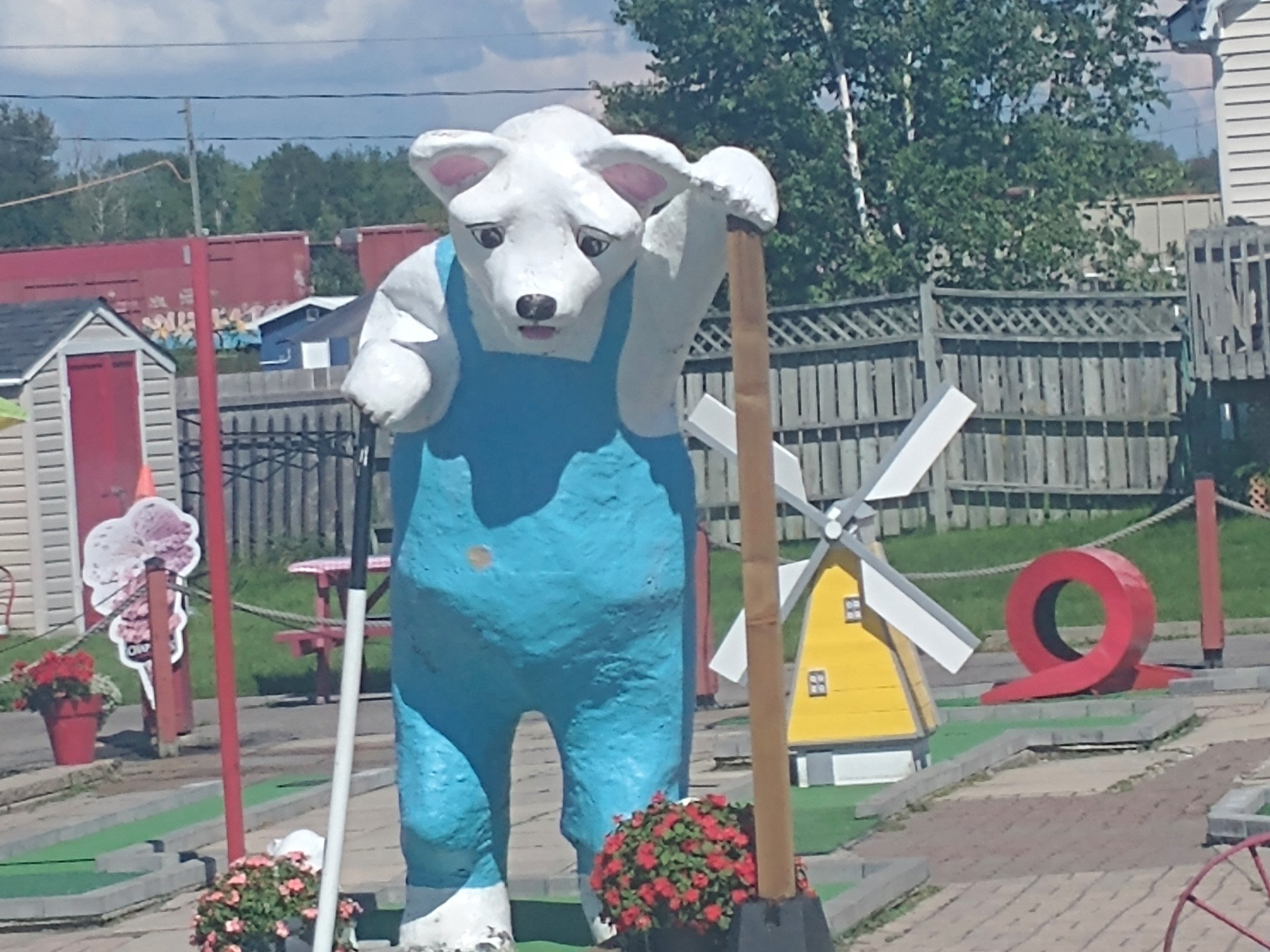 Passed by this sad bear on a mini putt course. 