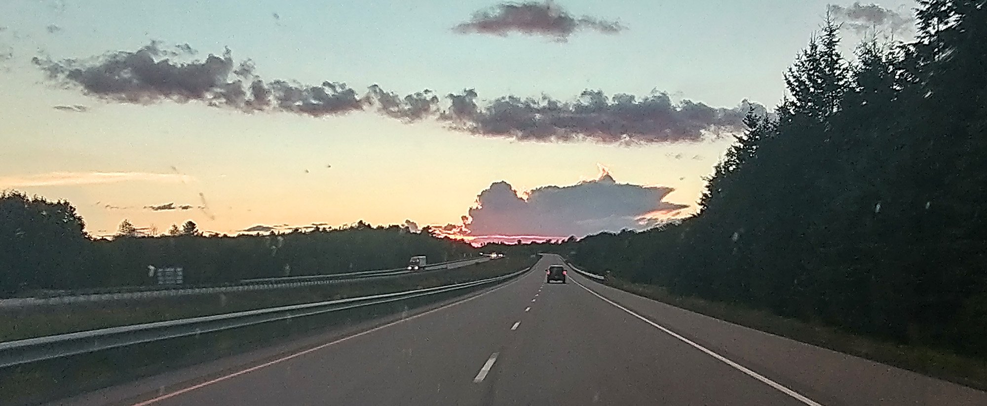 My attempt to take a sunset picture while driving. 