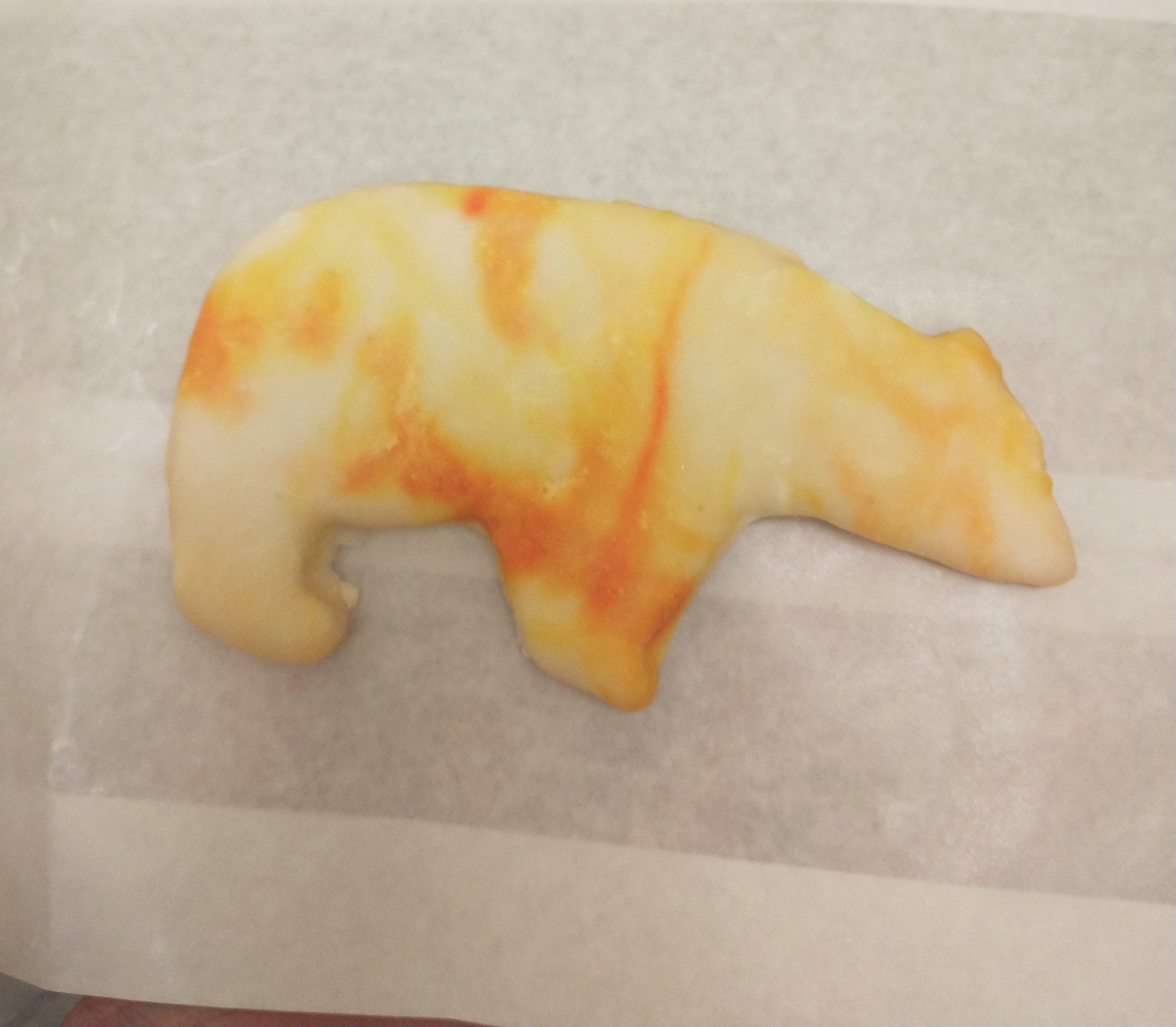 Got a bear-shaped sugar cookie to start my day off on the right side. Need that vitamin B.