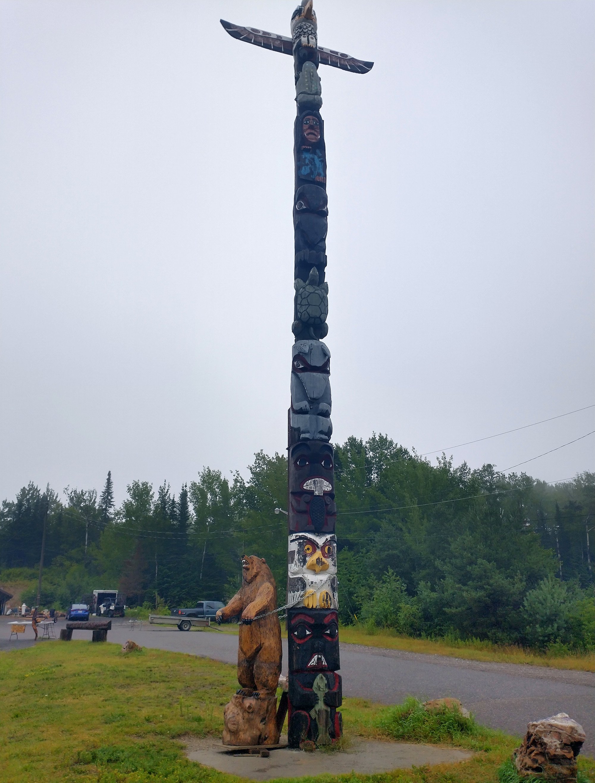 Sadly the fish statue was removed/destroyed. So here's a totem instead.