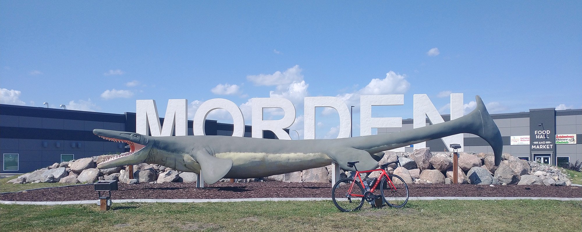 City of Morden, Manibota! They scattered a few big dinosaur statues for tourists to find.
