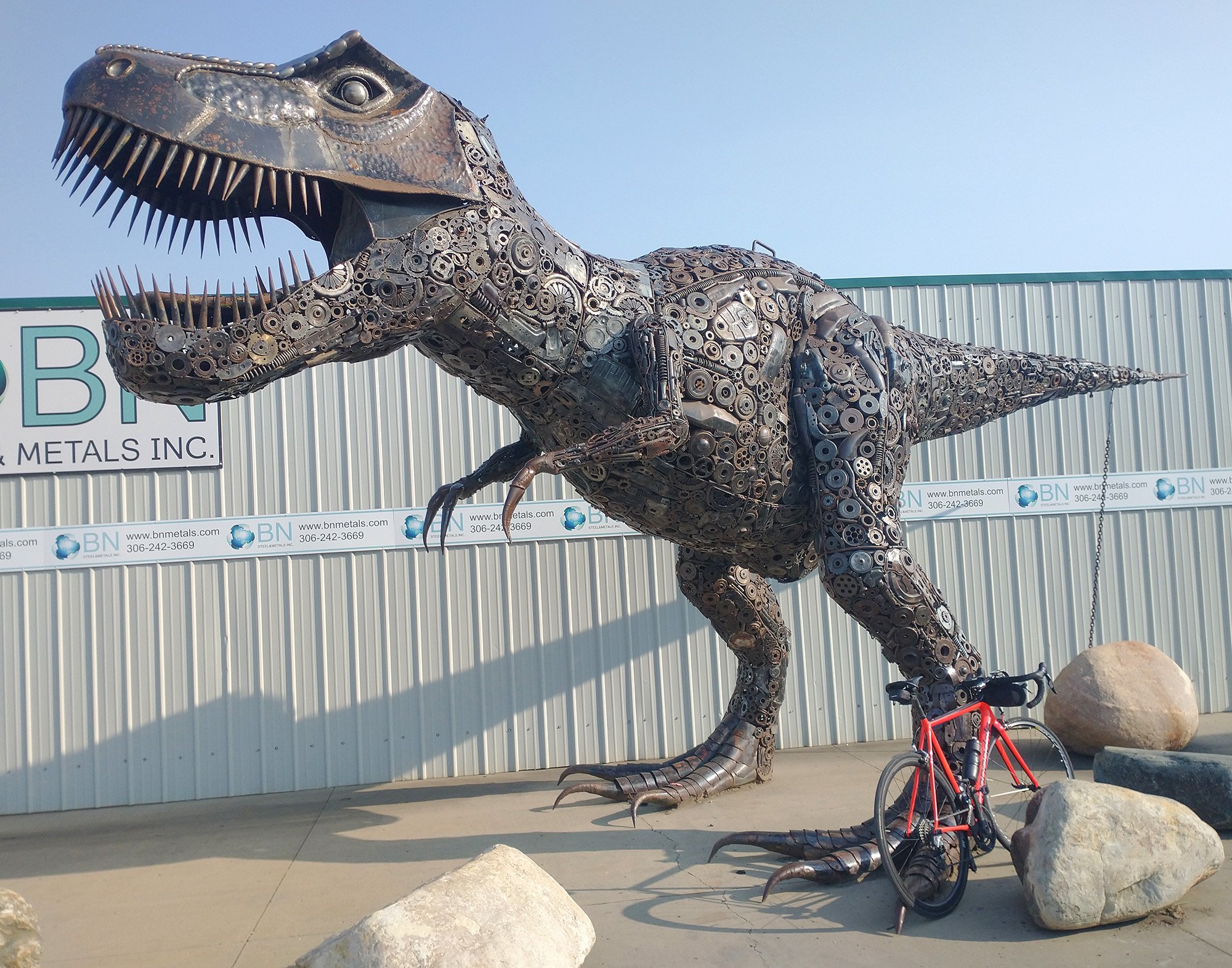 This junkyard had a JunkaSaurus. Easily one of the coolest statues I've seen on the trip. 