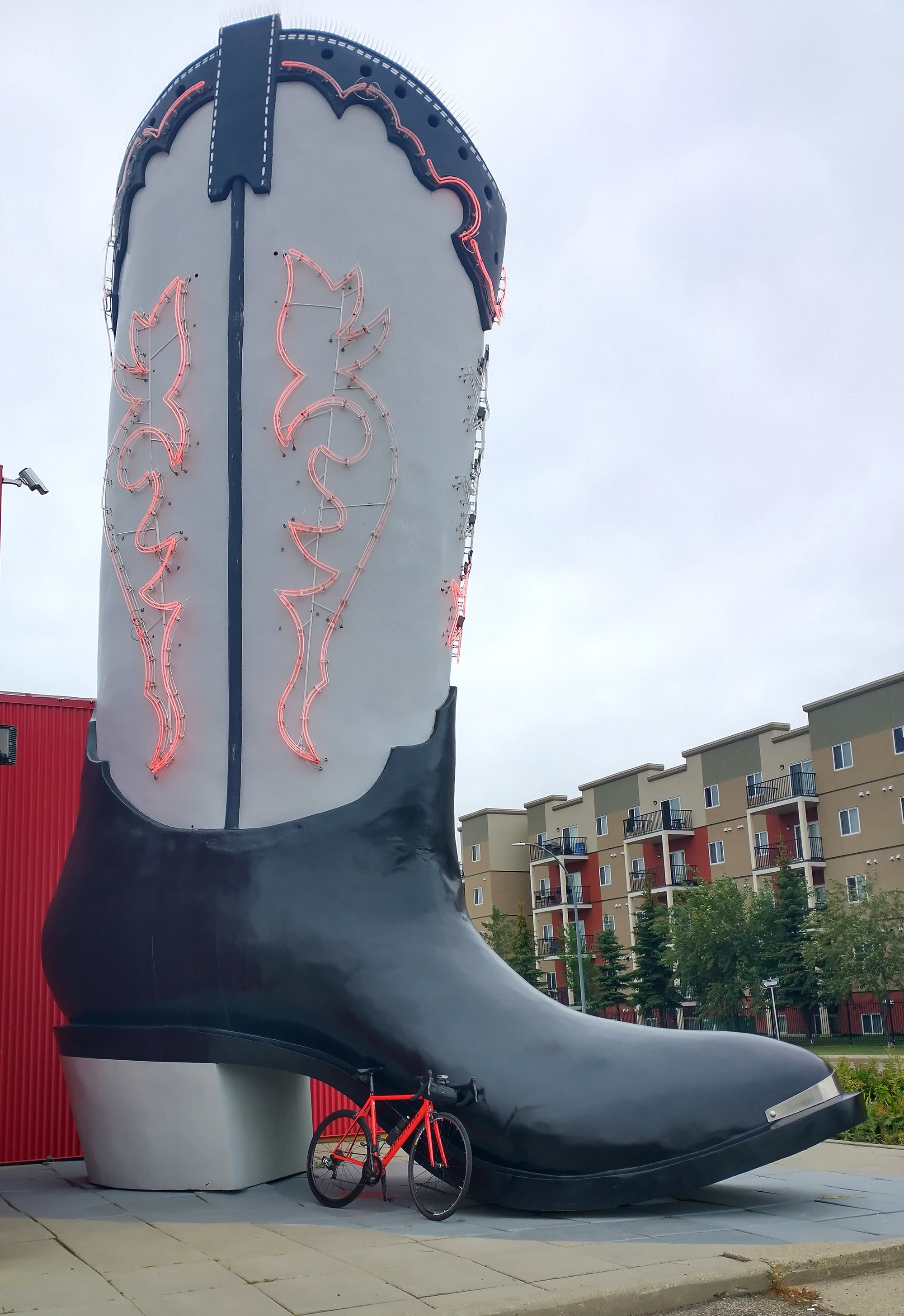 World's Largest Boot, at a biker store.