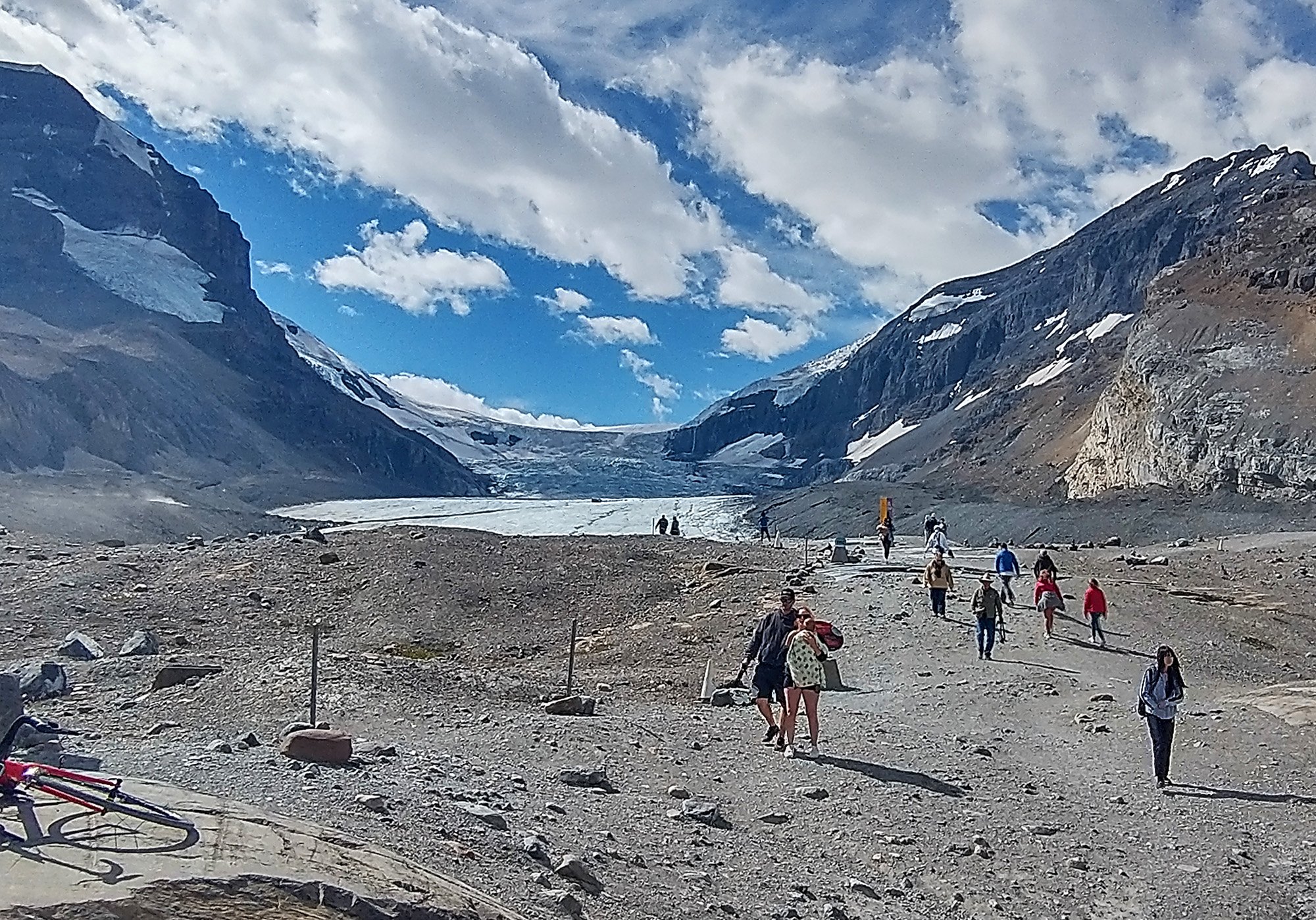 Can you believe all these dumbass tourists still showing up, knowing it used to extend further? Wow. The world would truly be completely different if there was more of this ice here.