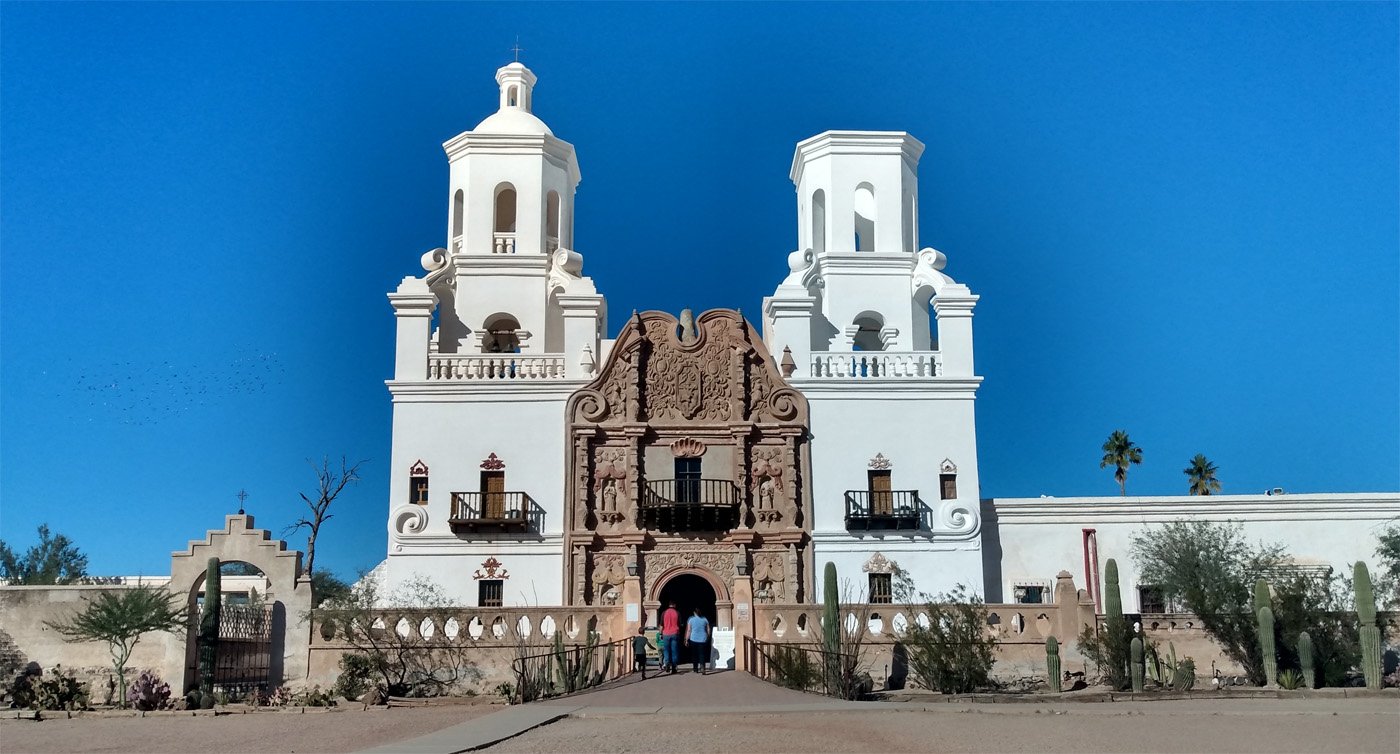 San Xavier Del Bac Mission, south of the city. "The oldest intact European structure in Arizona".
