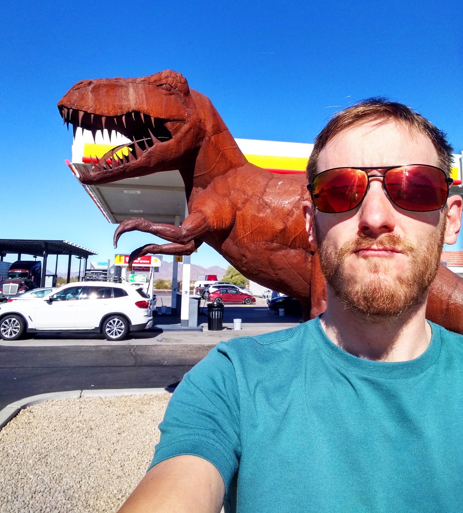 Gas station dinosaurs, Gila Bend, Arizona.