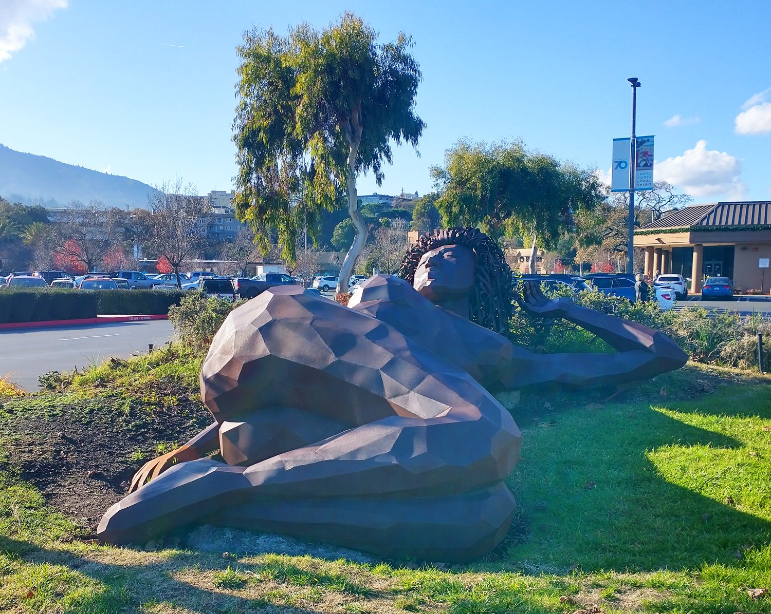 The point of this ride, this giant woman statue in Greenbrae.