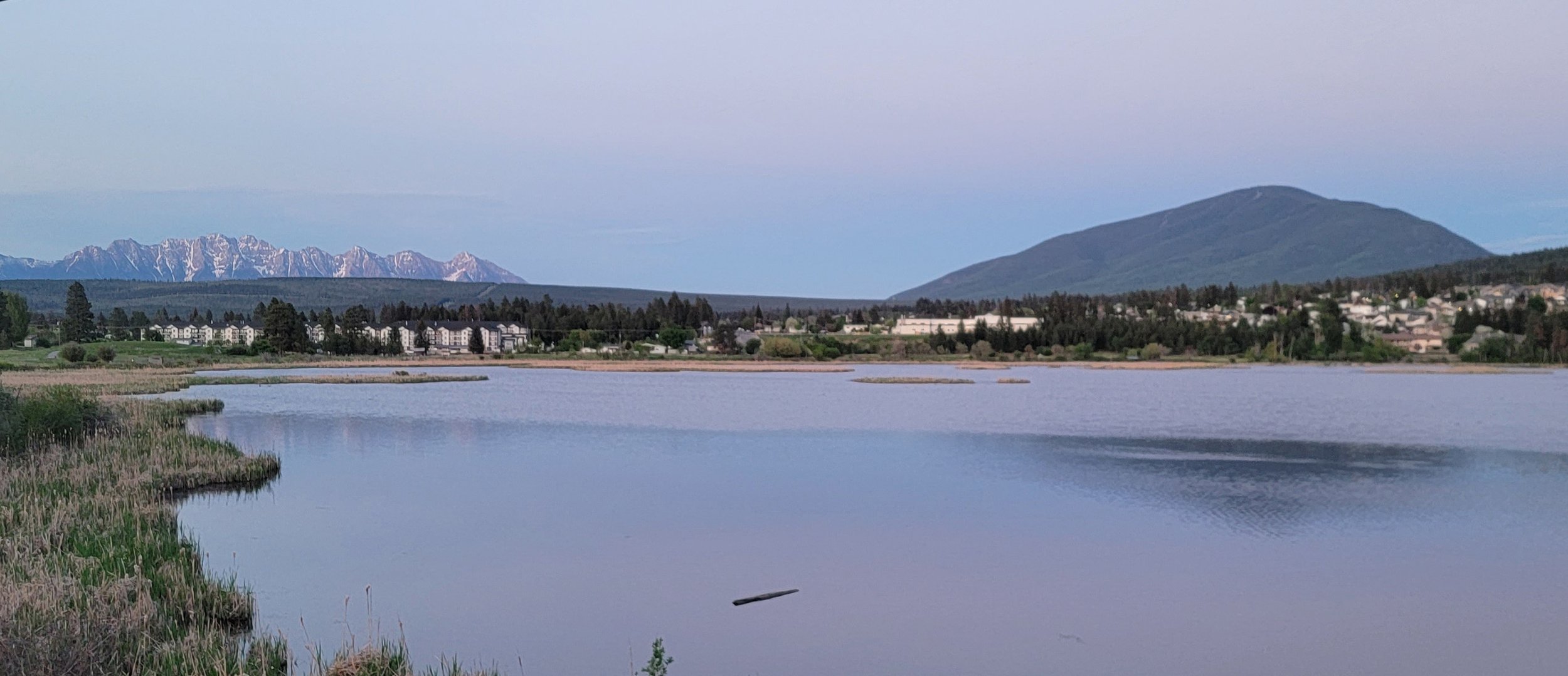 Evening in Crankbrook ( about 1 hour away ). This is Elizabeth Lake right as you enter the town. You can see the Glacier Rockies in the distance already.