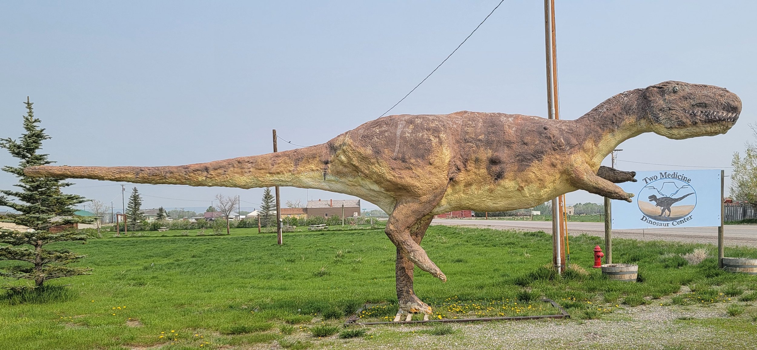 There's the tiniest museum you've ever seen and supposedly a giant dinosaur skeleton inside...