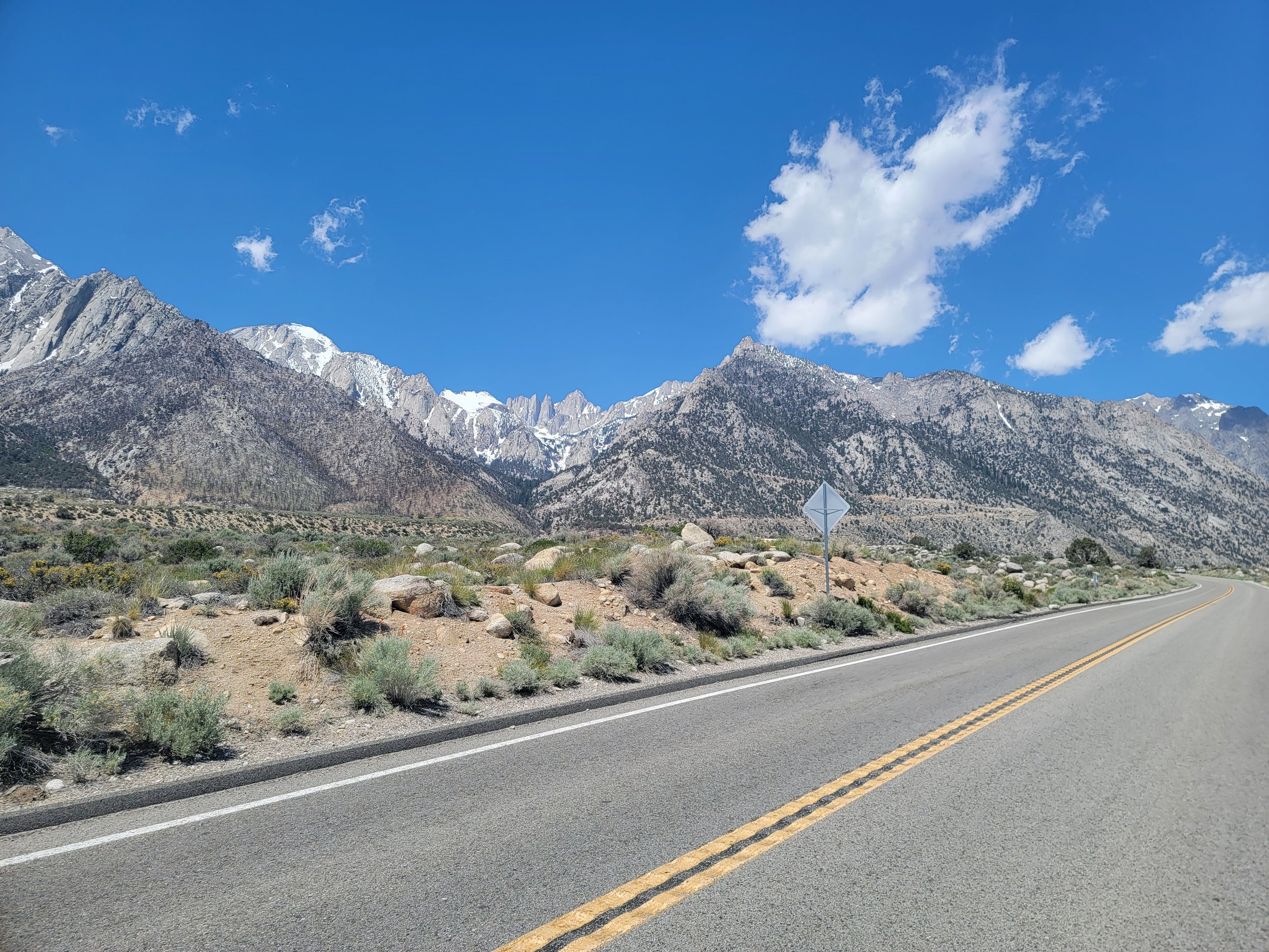 This climb takes you to the "base" of Mount Whitney ( highest point in Continental US ) where people start the hike to the top.