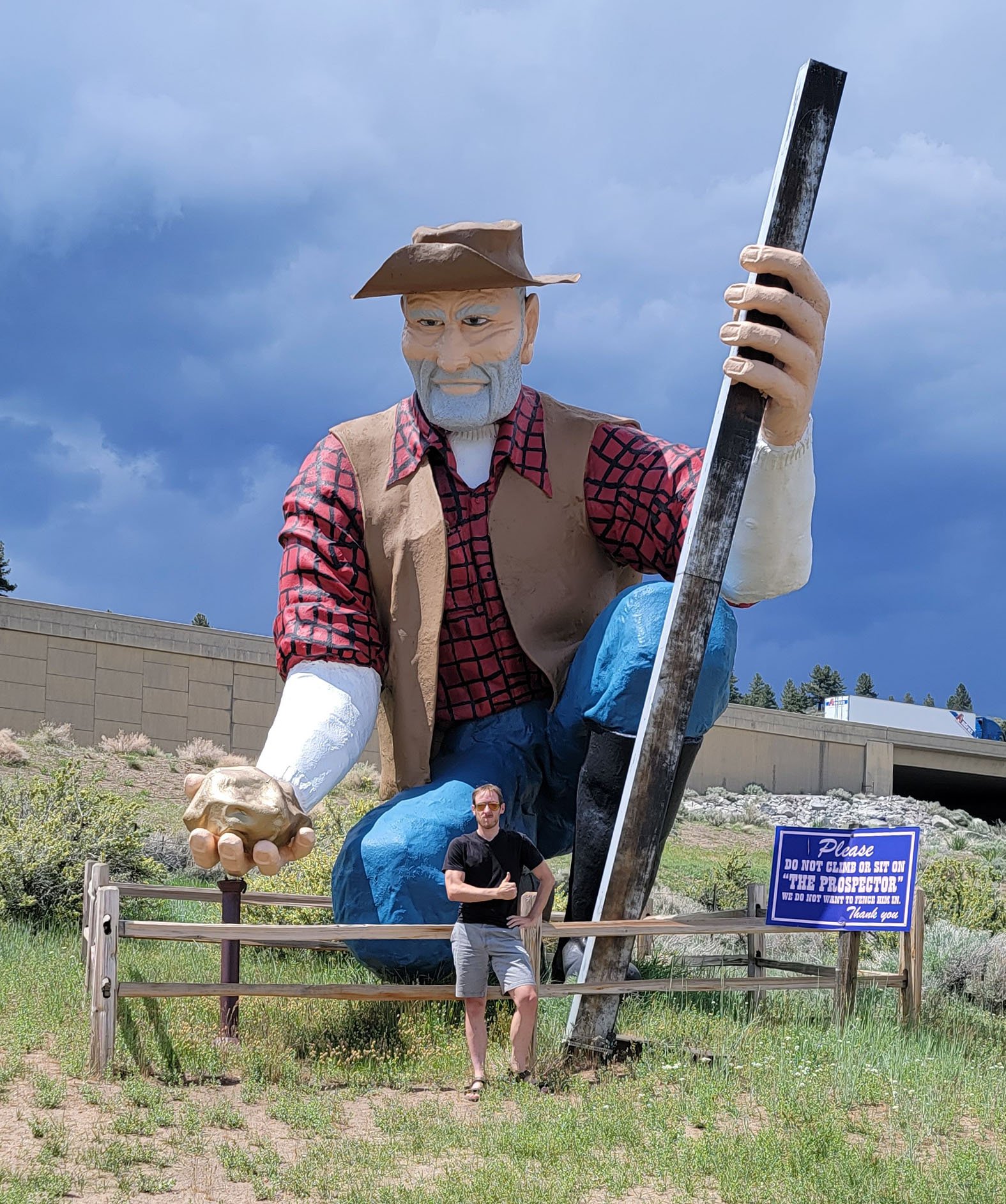 Which is home to this giant prospector statue in Washoe City! They also make some amazing fudge.