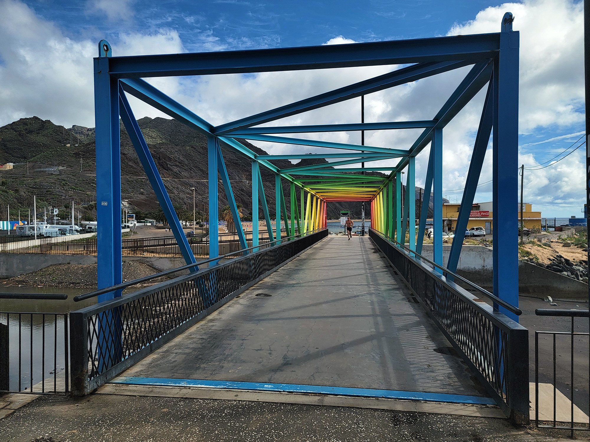 Festive bridge leading to the "Playas de Las Teresitas"
