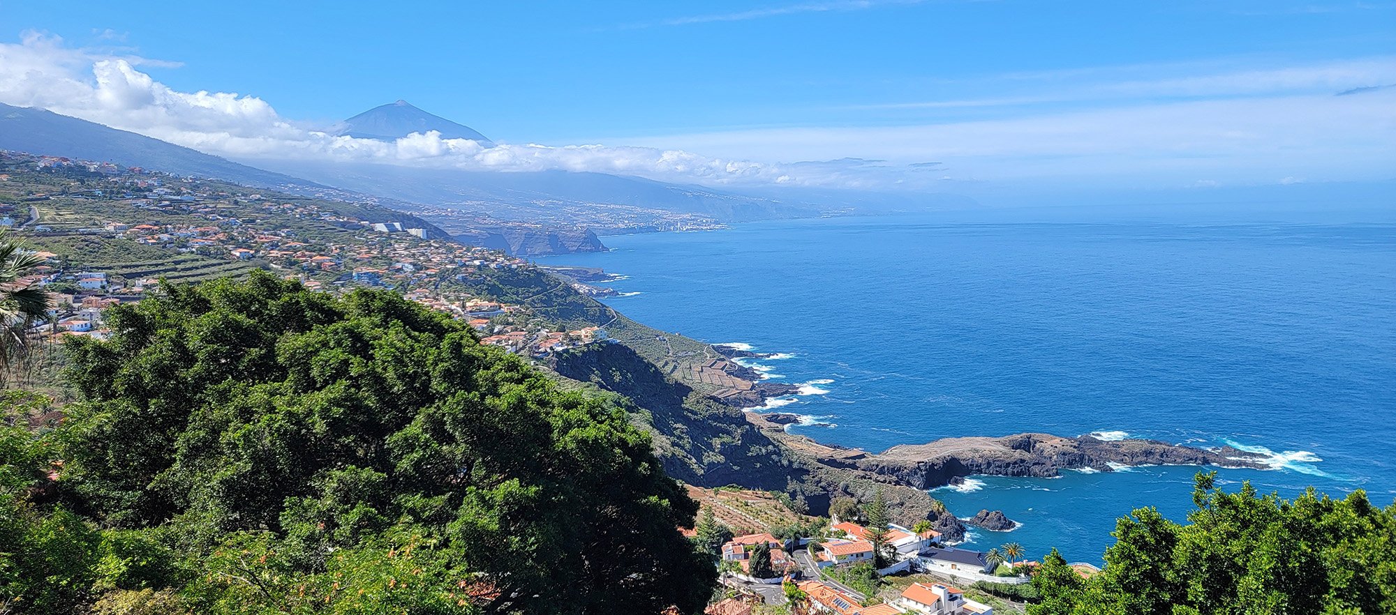 View of Teide peaking out of its cloud blanket from the North side of the island.